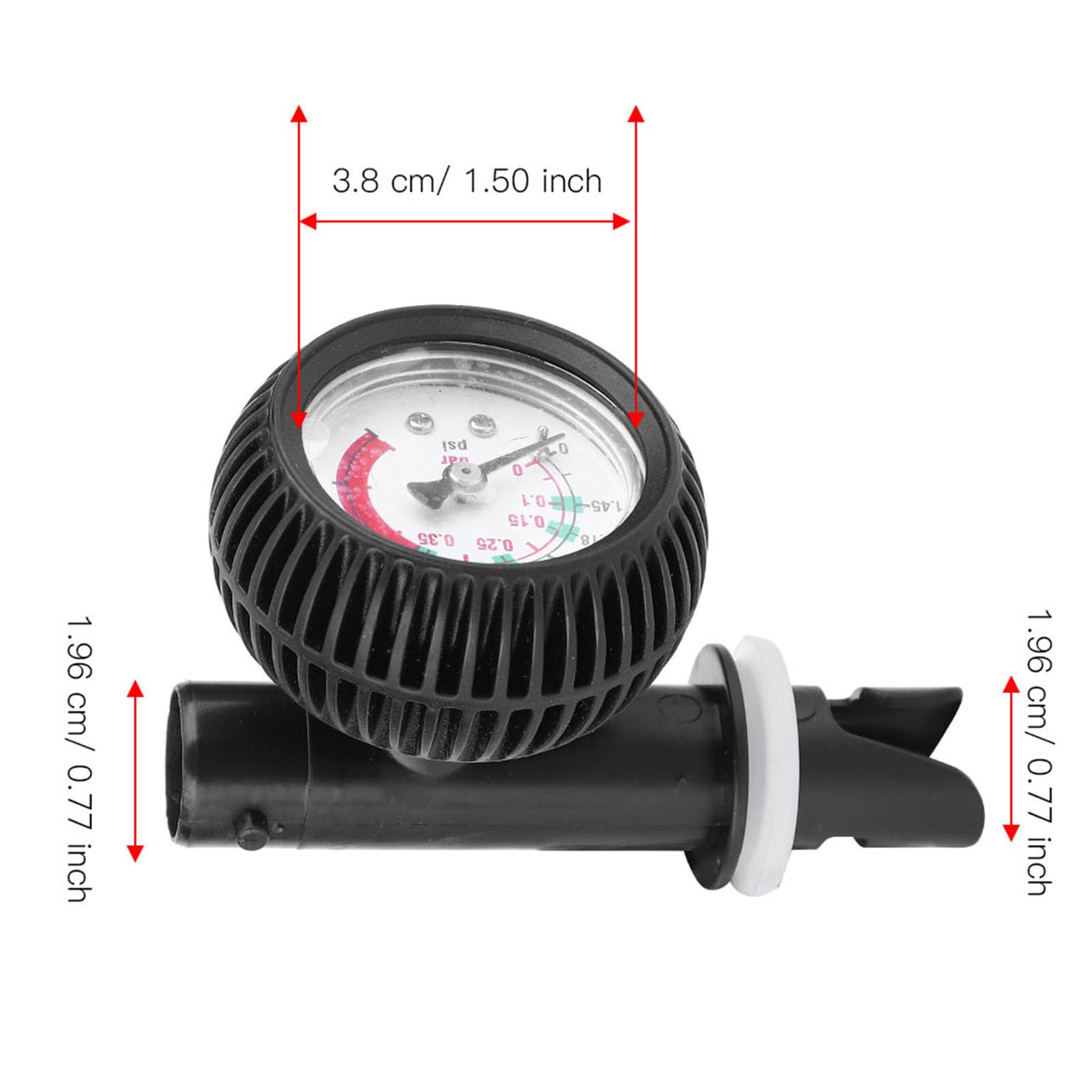 Cyrank Air Pressure Gauge for Inflatable Kayak & Boat - Accurate PSI Barometer for Surfboard, SUP, Pool Floats - Essential Measuring Tool for Water Sports & Outdoor Activities (Black)