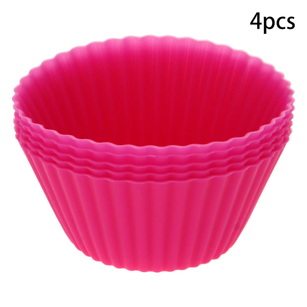 Utoolmart Reusable Silicone Baking Cups - 5-Piece Non-Stick Rose Red Cupcake Molds for Baking, Party, Halloween & Christmas | Perfect for Muffins, Cupcakes & Dessert Presentation
