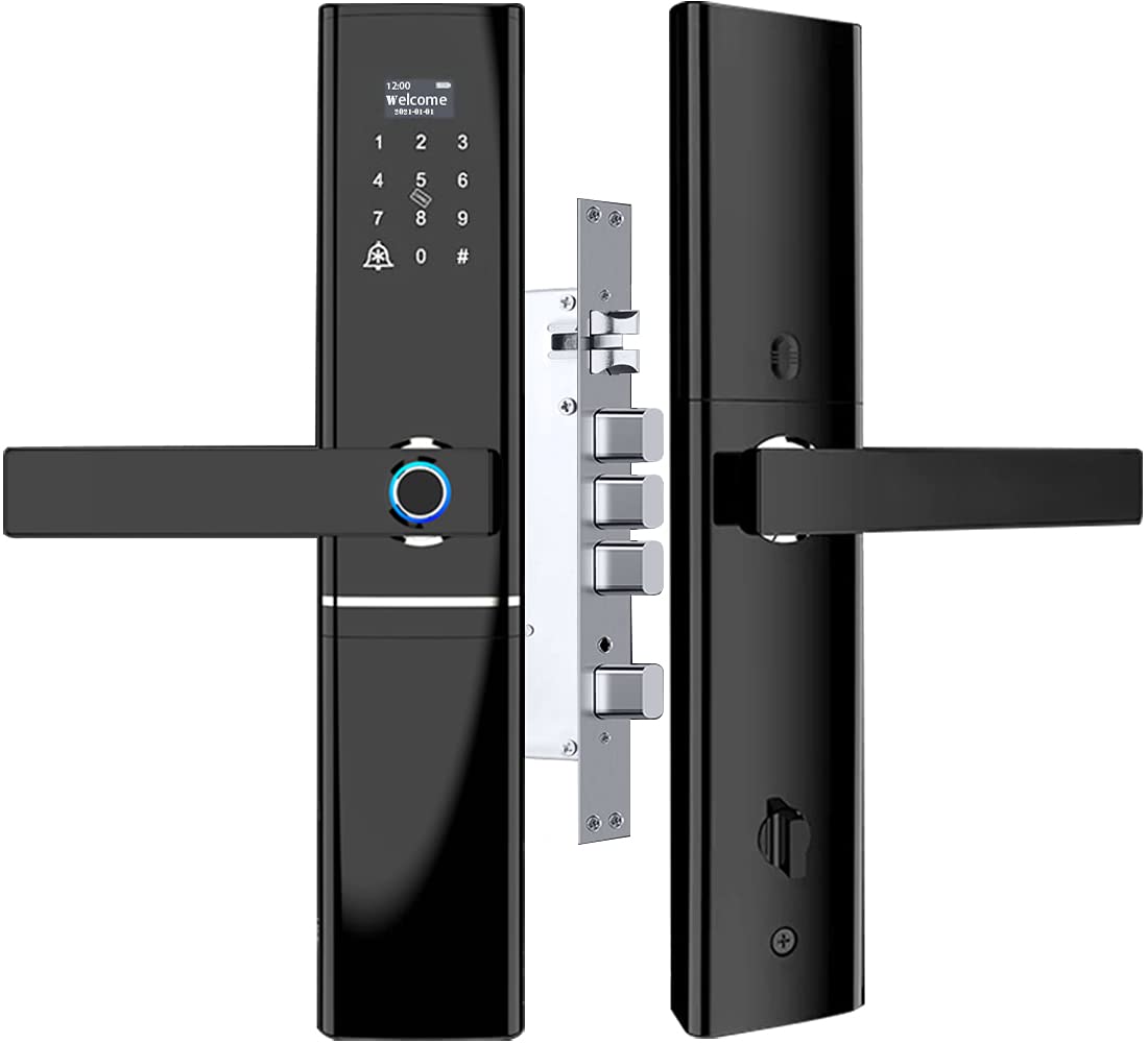 Smart Keyless Entry Keypad Door Lock - Fingerprint & Passcode Digital Biometric Door Lock with WiFi Remote Control & Auto-Lock for 35-85mm Doors - Secure Front Door Access for Homes, Apartments & Offices