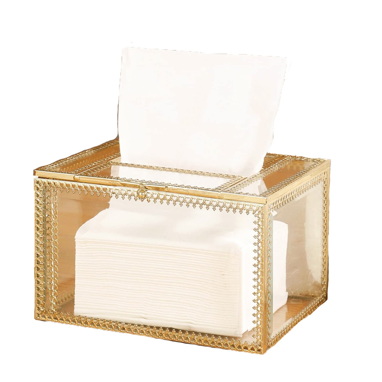 TOMYEUS Square Tissue Box Cover Holder - Closed Tissue Organizer for Bathroom Vanity, Bedroom Dresser, Nightstand, Desk & Table - Decorative Paper Holder Box (Size B) | Perfect for Home, Office & Guest Room Décor