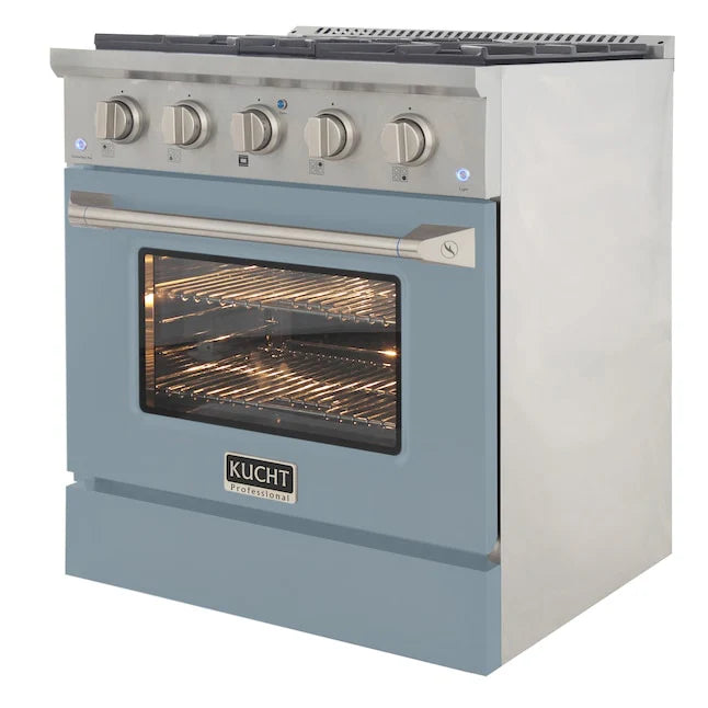 Kucht 30-Inch Pro Style Dual Fuel Range - KDF302/LP LB - Professional Gas & Electric Stove for Home Chefs & Restaurant-Style Cooking