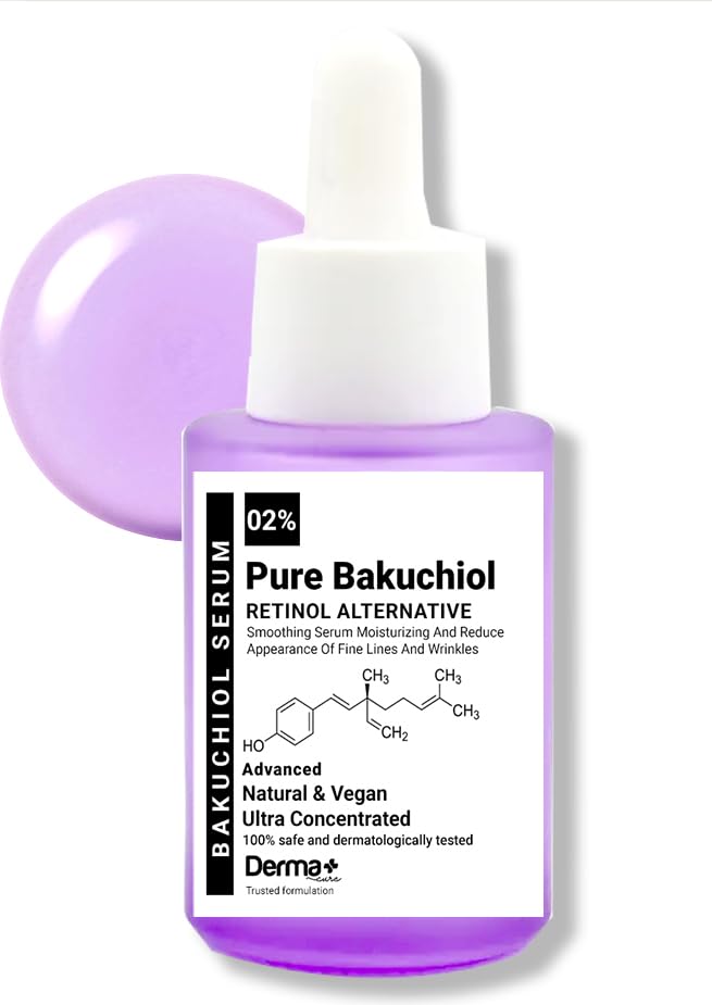 DERMA CURE 2% Bakuchiol Peptide Serum for Face - Anti Aging Treatment Reduces Fine Lines & Wrinkle Smoothing - Natural Vegan Formula with Hyaluronic Acid, Niacinamide & Collagen Booster (30ml) | Perfect for Night Routine & Daily Skincare Regimen