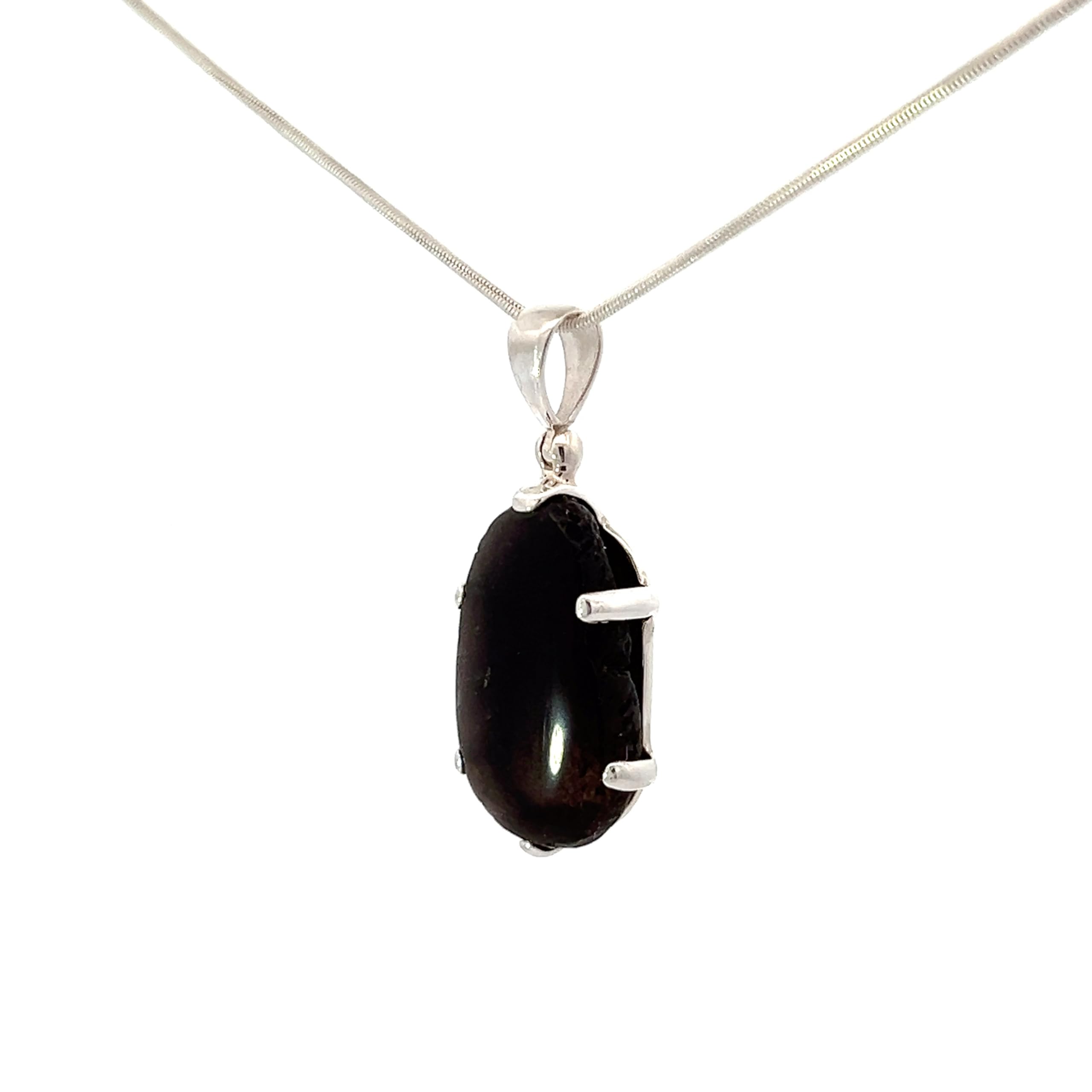 Forever Awaken Saffordite Cintamani Stone Pendant Necklace - 18 Inch Brown Leather Cord - Spiritual Healing Jewelry for Meditation & Energy Protection