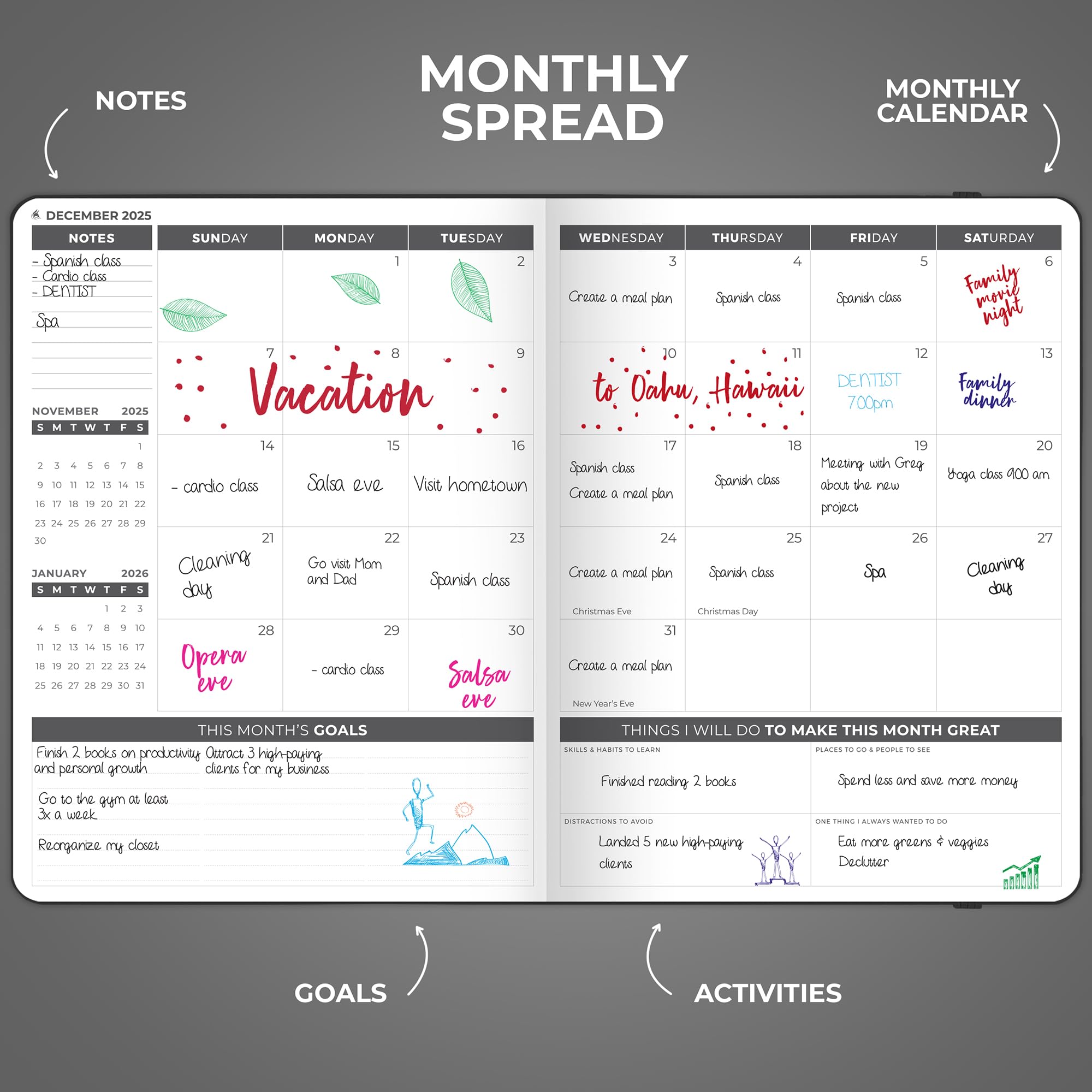 Clever Fox Planner PRO 2025-2026 Dated Weekly & Monthly Life Organizer - Productivity Planner for Goal Setting, Time Management & Gratitude Journal - A4 Size Black - Perfect for Students, Professionals & Entrepreneurs