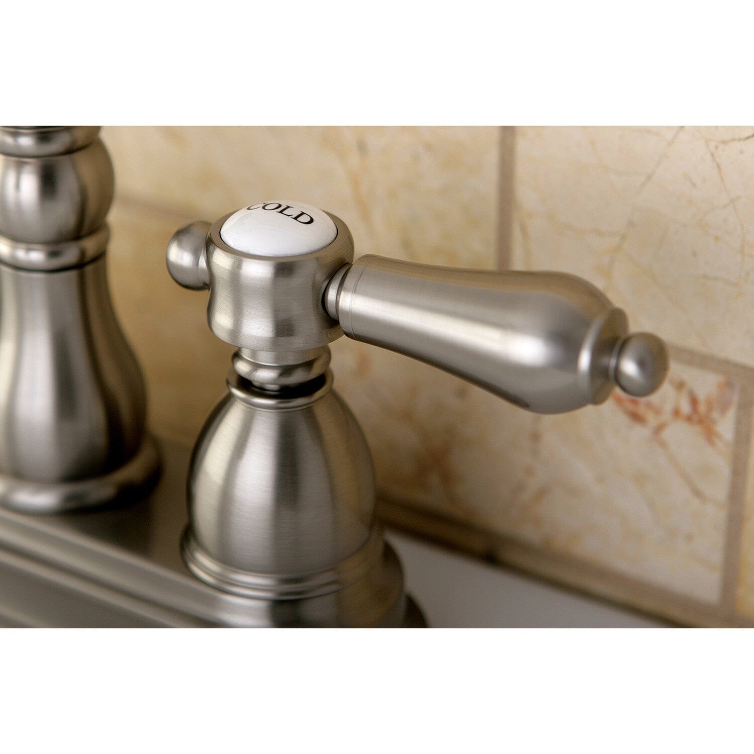 4 Inch Centerset Double Handle 3 Hole Deck Mount Bathroom Faucet with Brass Pop Up Drain - Perfect for Bathroom Sink Vanity and Powder Room Renovations