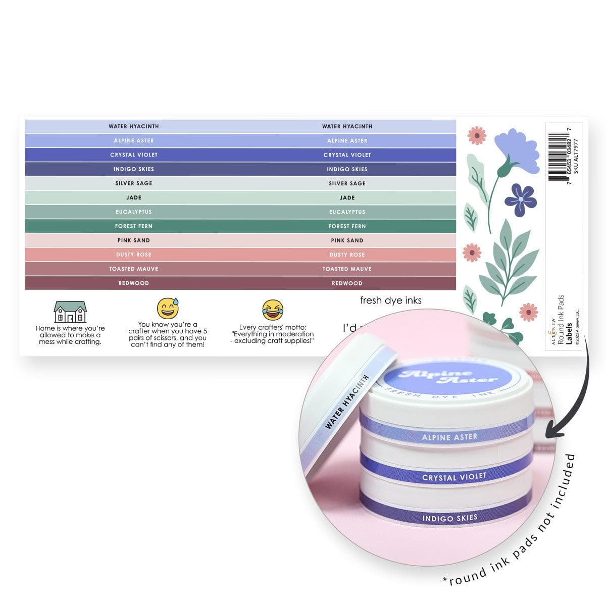 Round Ink Pads Label Set - Blue Mountains, Frosted Foliage, Woodland Escape | Premium Stamps for Scrapbooking, Card Making & DIY Crafts