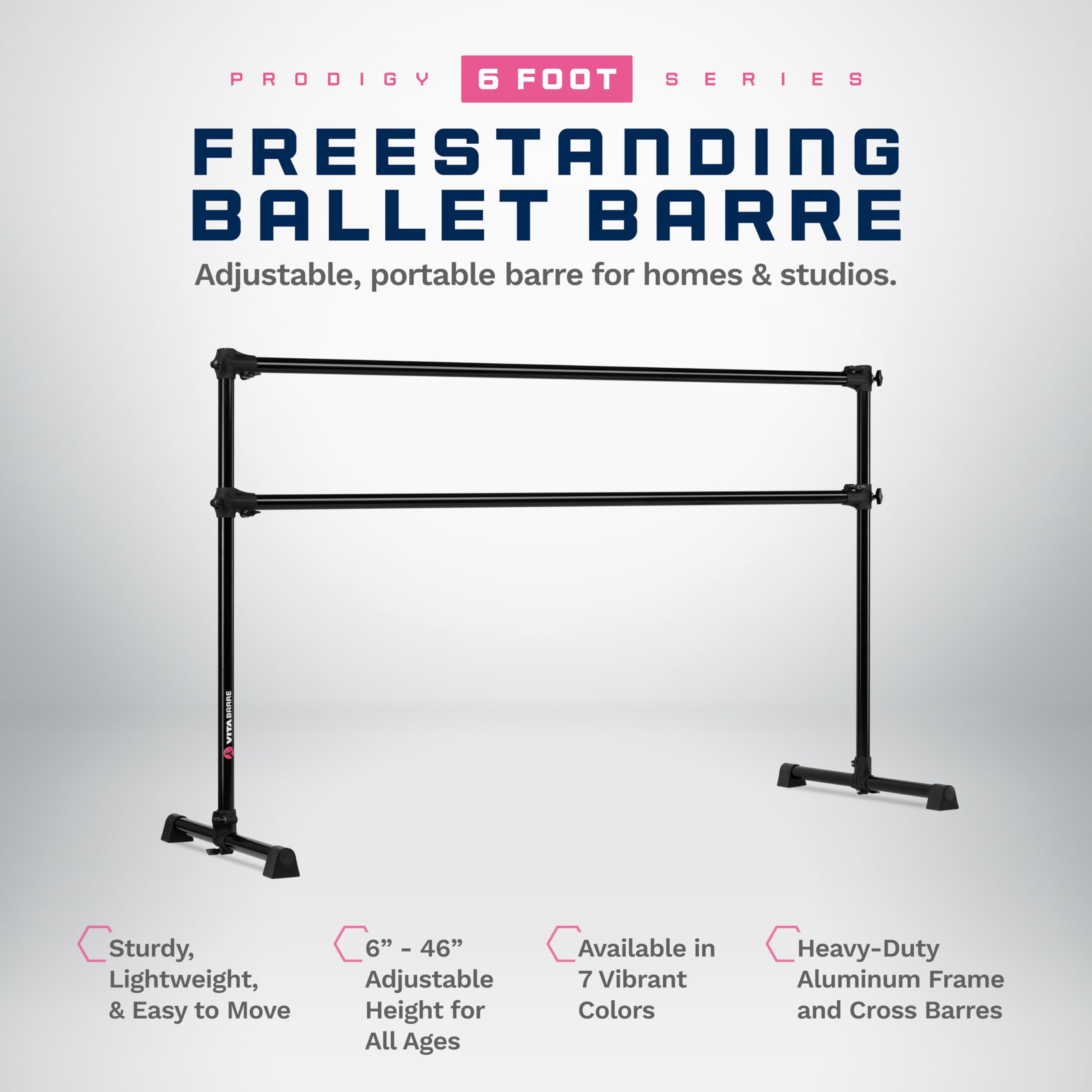 VITA Barre Portable Freestanding Double Ballet Barre - Adjustable Height Aluminum Dance Bar for Home & Gym | USA Made Exercise Equipment for Kids & Adults | Perfect for Ballet Training, Dance Practice, Yoga & Pilates Workouts