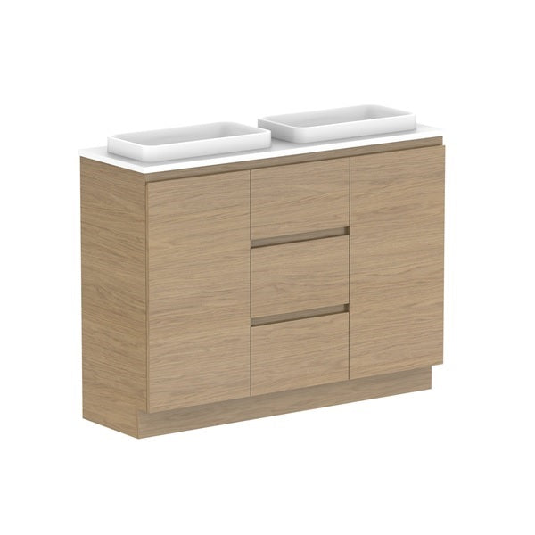 ADP Glacier Pro Ensuite Door and Drawer Trio Vanity with Solid Surface Top - Modern Bathroom Vanity Set with Storage for Home & Hotel Use