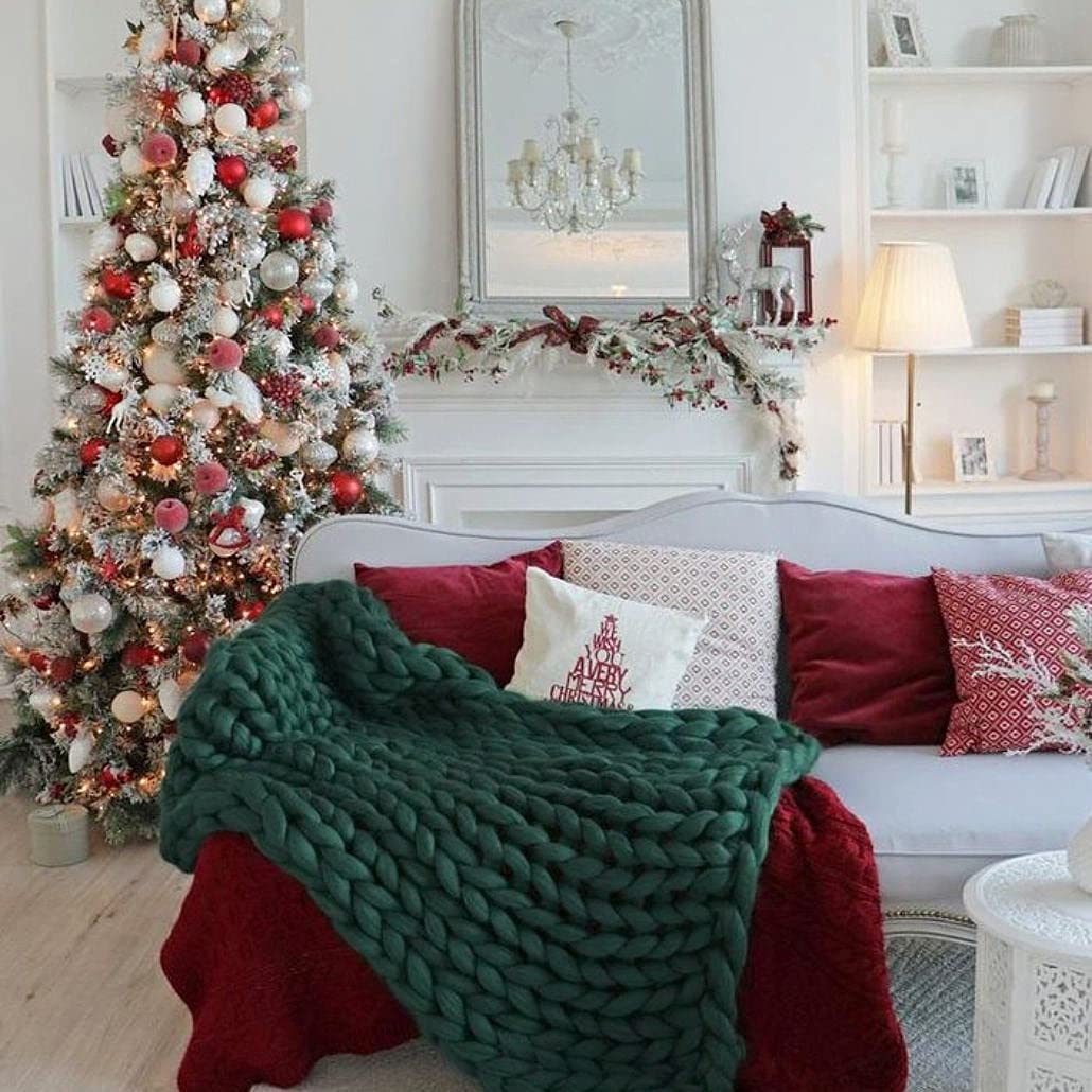 Handmade Chunky Knit Throw Blanket for Sofa & Bed - 40