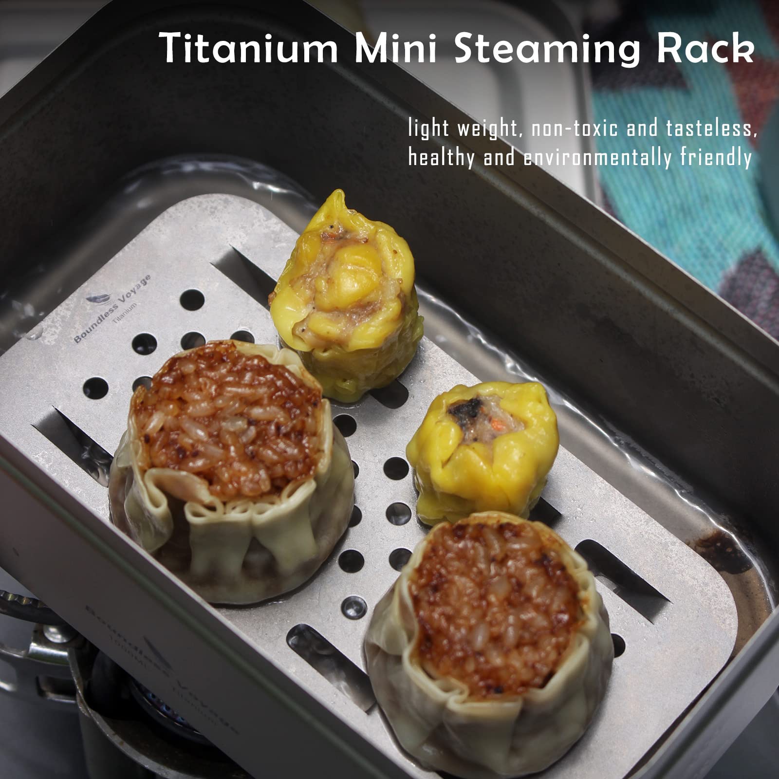 Boundless Voyage Pure Titanium Mini Steaming Rack Stand - Compact & Lightweight for Toast, Bread & Dumplings - Perfect for Camping, Backpacking, Picnics & Solo Travel (Model L-Ti6027P) | Portable Cooking Solution for Outdoor Adventures & Small Kitchen Spaces