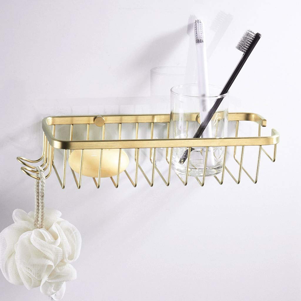 Stainless Steel Rectangle Bath & Kitchen Rack - Gold Bathroom Shelf Organizer (50cm) for Space Storage - Perfect for Shower, Vanity & Countertop Organization
