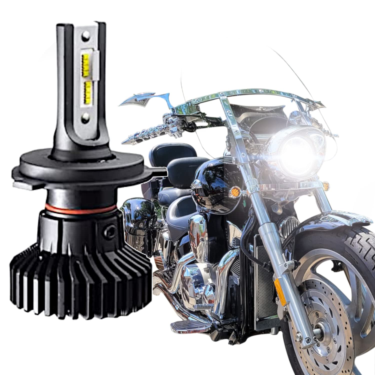 Eagle Lights Infinity Beam LED Headlight Bulb - High Performance Replacement for Honda VTX 1300 & 1800 Motorcycles - Super Bright 6000K White Light for Night Riding Safety