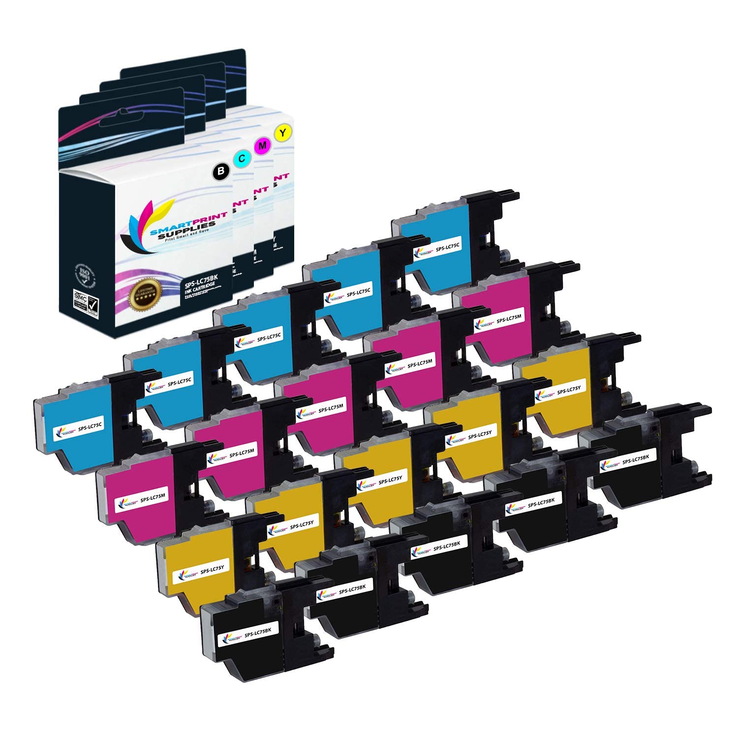 Brother LC75 Ink Cartridge 20-Pack - Compatible with MFC-J6510DW/J6710DW Printers for Home & Office Use