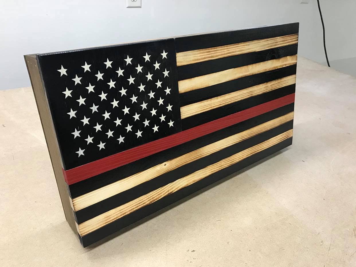 Rustic Wood American Flag Concealment Cabinet - Handcrafted Wall Mounted Storage for Guns & Valuables | Perfect for Home, Office & Cabin Decor