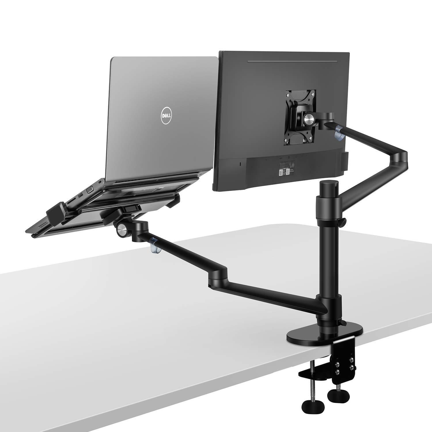 2 in 1 360 Degree Rotating Double Arm Laptop Stand - Adjustable Monitor Holder for 12-17