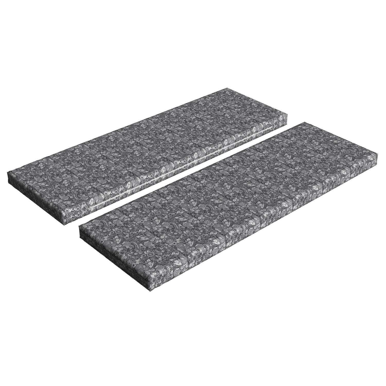 Ambesonne 2-Piece Leaf Bench Cushion Set - Black and White Floral Art Print Foam Seat Pads with Decorative Covers - Perfect for Patio, Garden, or Indoor Bench Seating