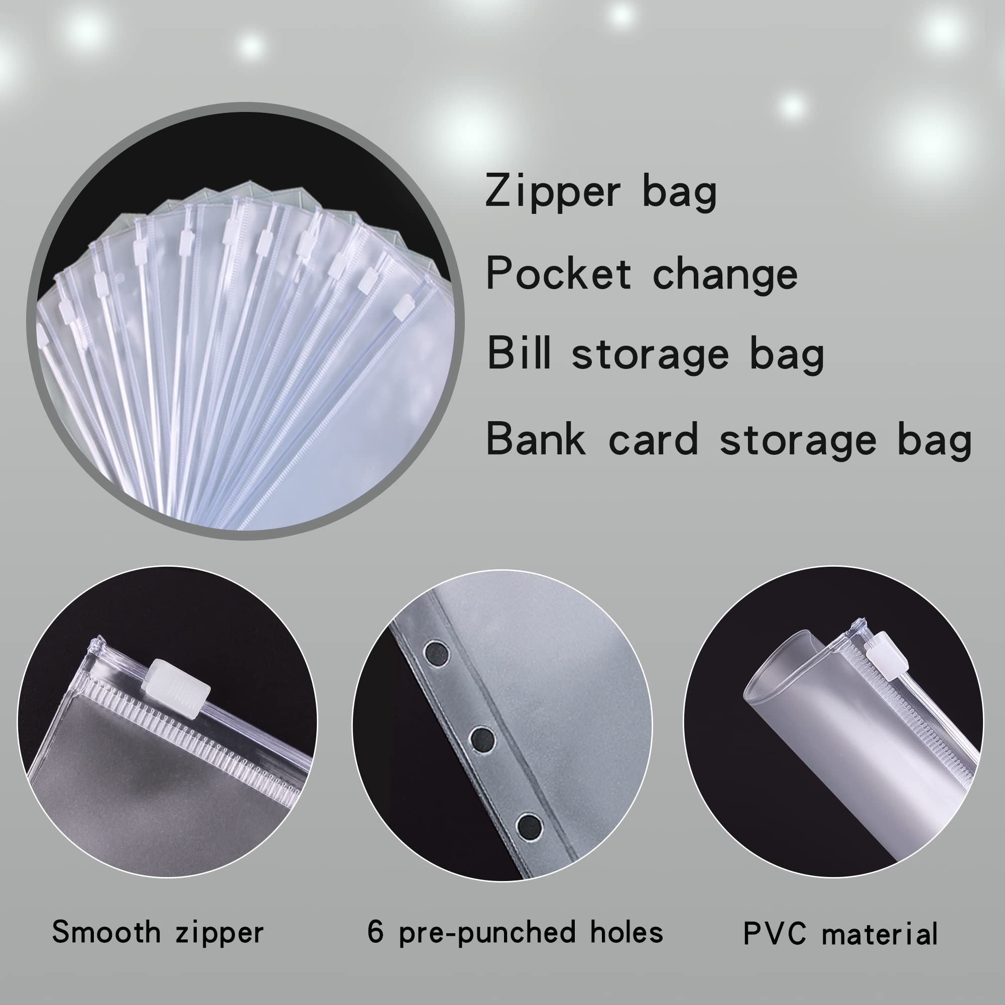 A6 Money Saving Budget Binder with Cash Zipper Envelopes & 12 Budget Cards - Gray | Personal Finance Organizer for Cash Envelope System | Perfect for Budget Planning, Bill Tracking, and Financial Goal Setting