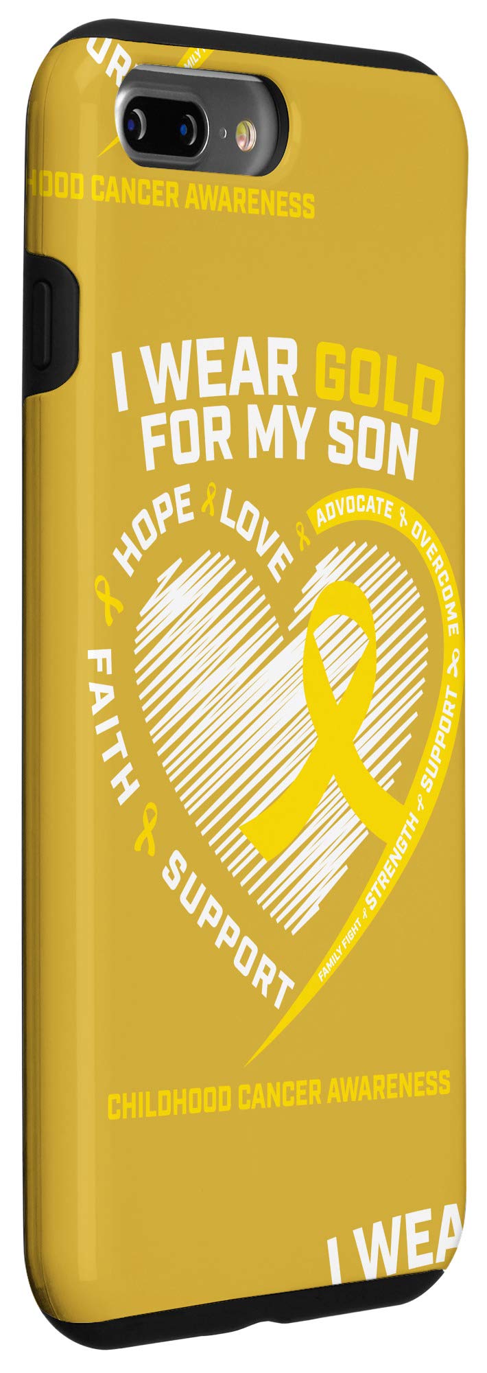 iPhone 7 Plus/8 Plus Gold Childhood Cancer Awareness Phone Case - Durable Protective Cover for iPhone 7 Plus & 8 Plus - Perfect Gift for Kids, Parents & Cancer Supporters