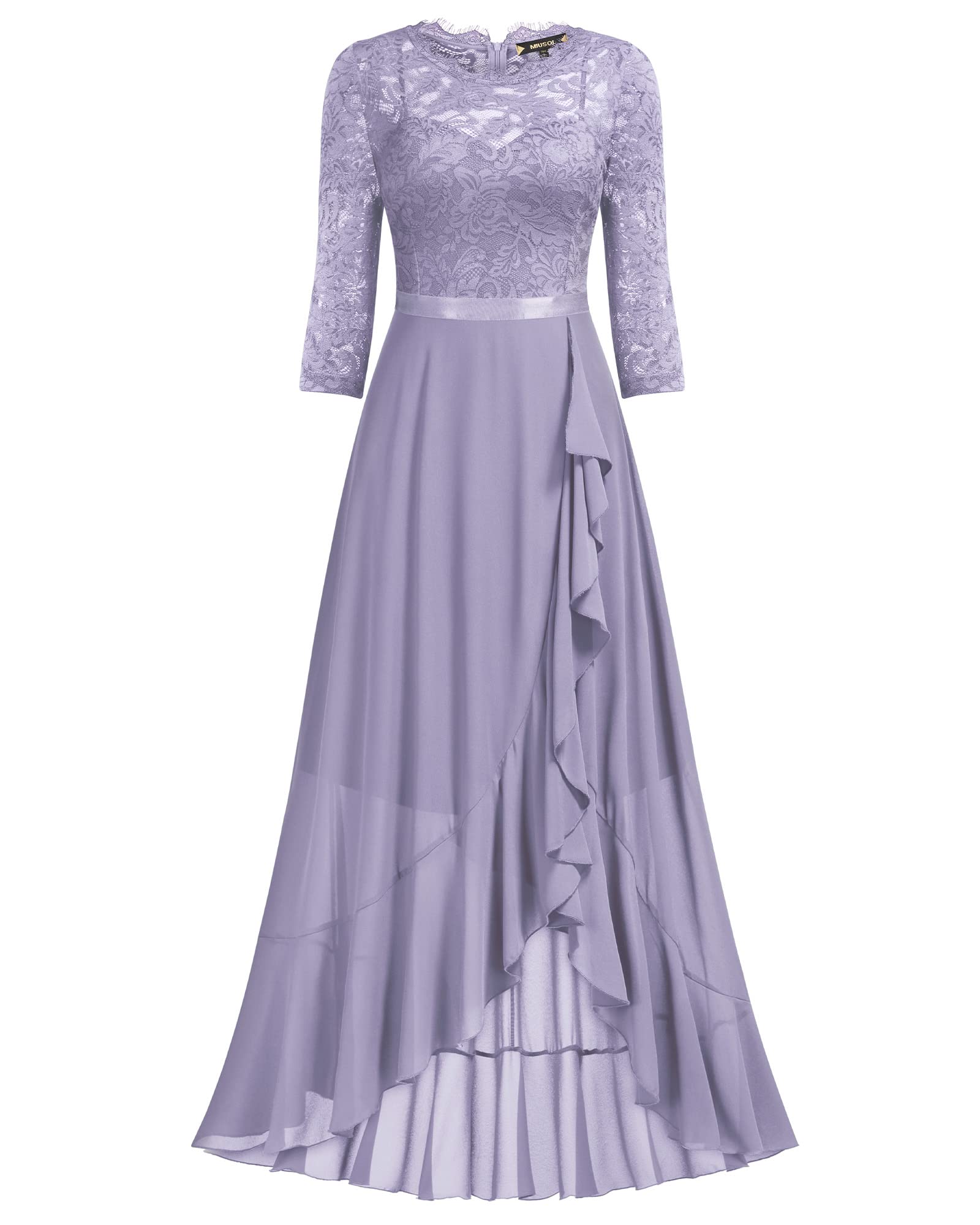 Miusol Women's Elegant Floral Lace Ruffle Bridesmaid Maxi Dress - Perfect for Weddings, Parties & Formal Events