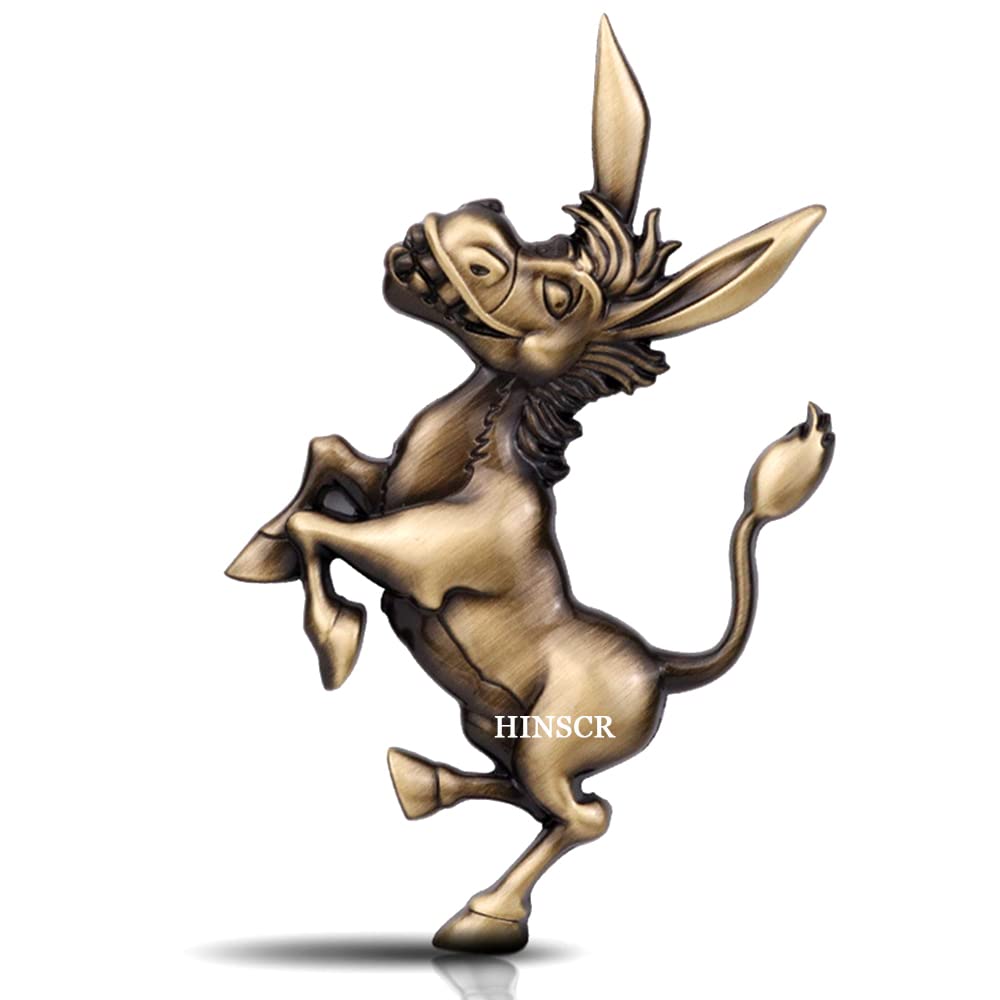 3D Donkey Metal Car Emblem - Cute Bronze Hood Badge Sticker for Cars, Motorcycles, Laptops & Backpacks | Unique Vehicle & Personal Accessory Decoration for Car Enthusiasts & Animal Lovers