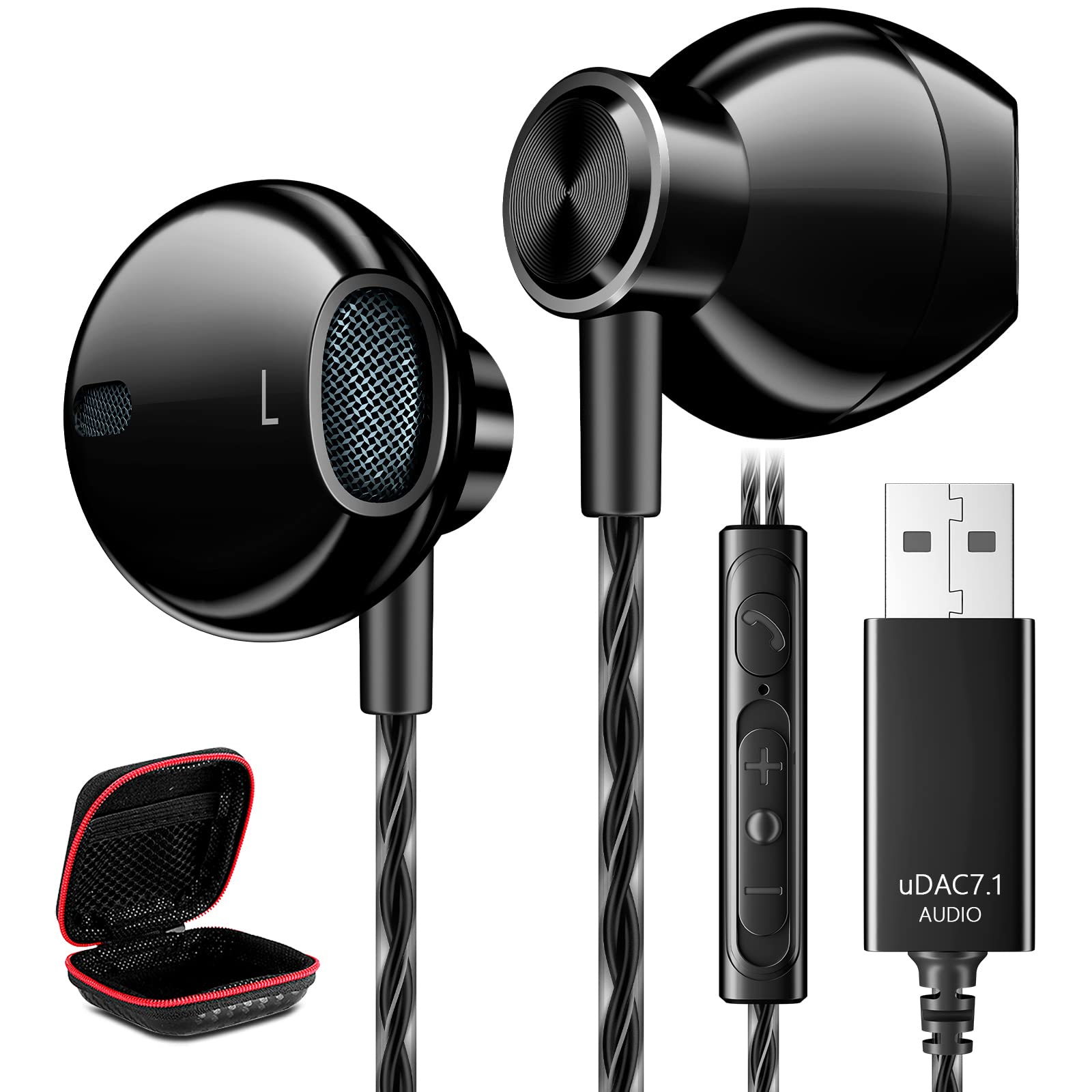 ACOCOBUY USB Computer Headset with Microphone - 8.2ft Wired Noise Cancelling HiFi Stereo Gaming Headphones for PC, Laptop (ASUS, Dell, Surface) - Lightweight In-Ear Earphones for Work, Gaming & Online Meetings