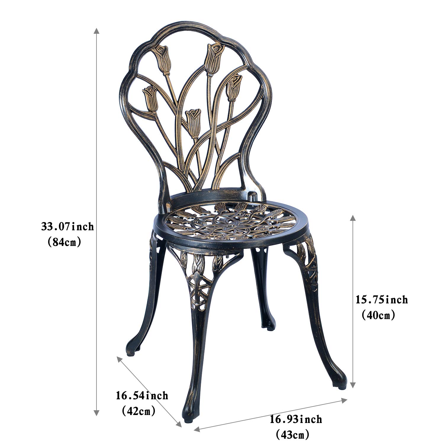 3-Piece Outdoor Bistro Set - Rust-Resistant Cast Aluminum Patio Table & Chairs for Garden, Porch, Park (Antique Copper) | Perfect for Backyard Dining, Coffee Breaks & Small Space Entertaining