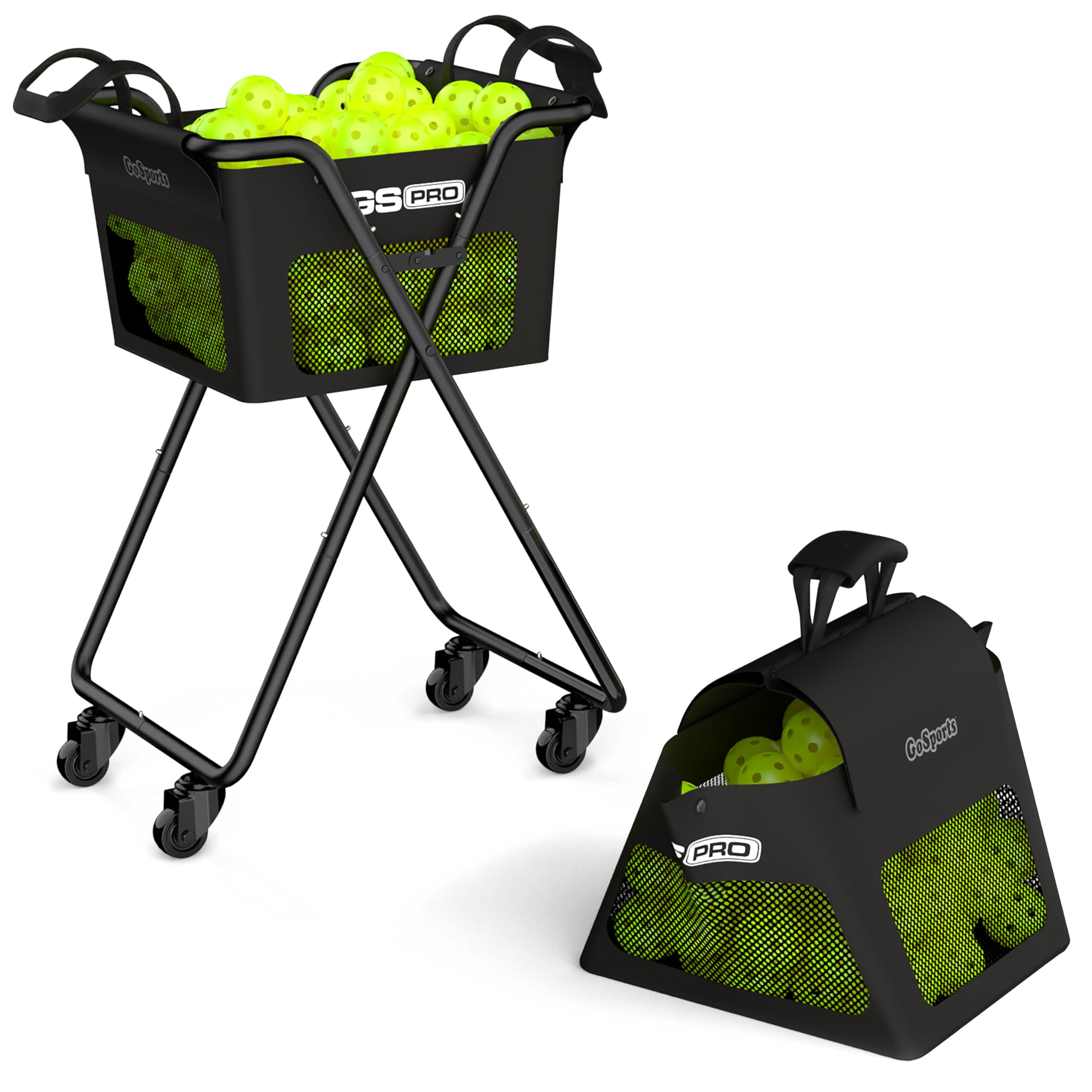 GoSports Wheeled Ball Caddy - Portable Sports Cart Holds 140 Pickleballs or 175 Tennis Balls | Perfect for Tennis Courts, Pickleball Games & Outdoor Sports Practice