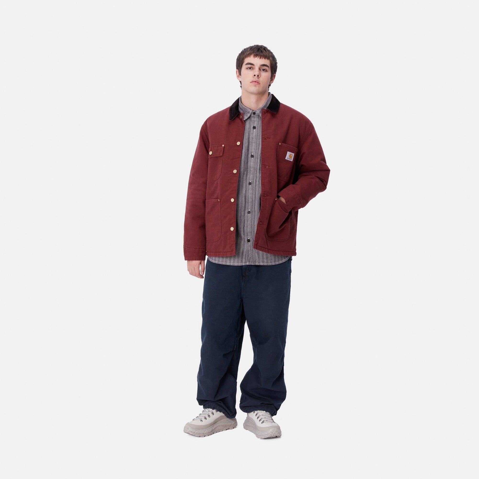 OG Chore Coat - Winter Work Jacket in Malbec/Black Aged Canvas | Durable Workwear for Outdoor Labor, Farming & Cold Weather Protection