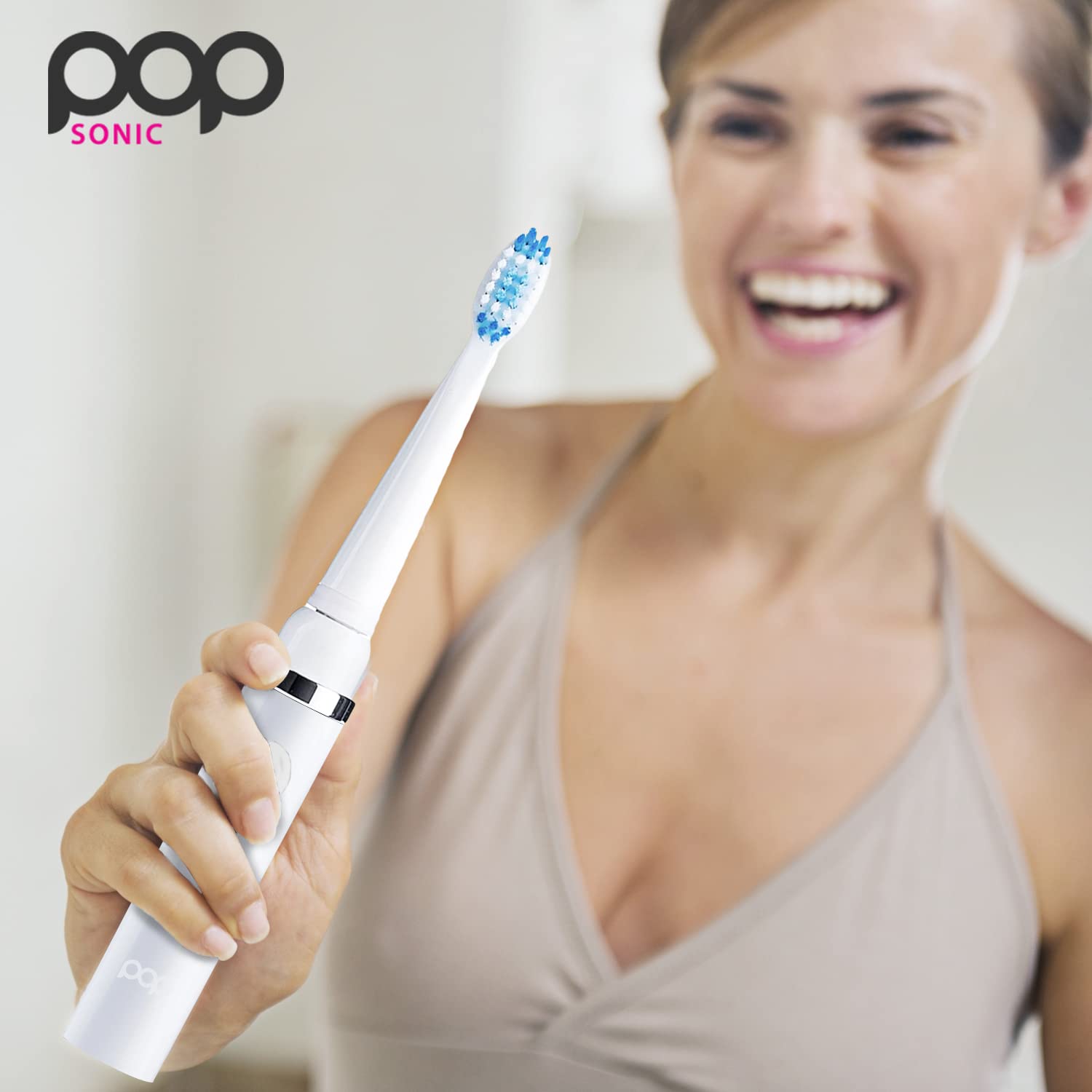 **Pop Sonic Electric Toothbrush for Kids & Adults - White Travel Toothbrush with AAA Battery, 2 Speed Modes (15,000-30,000 RPM), Dupont Nylon Bristles - Perfect for Home, Travel & Daily Oral Care**