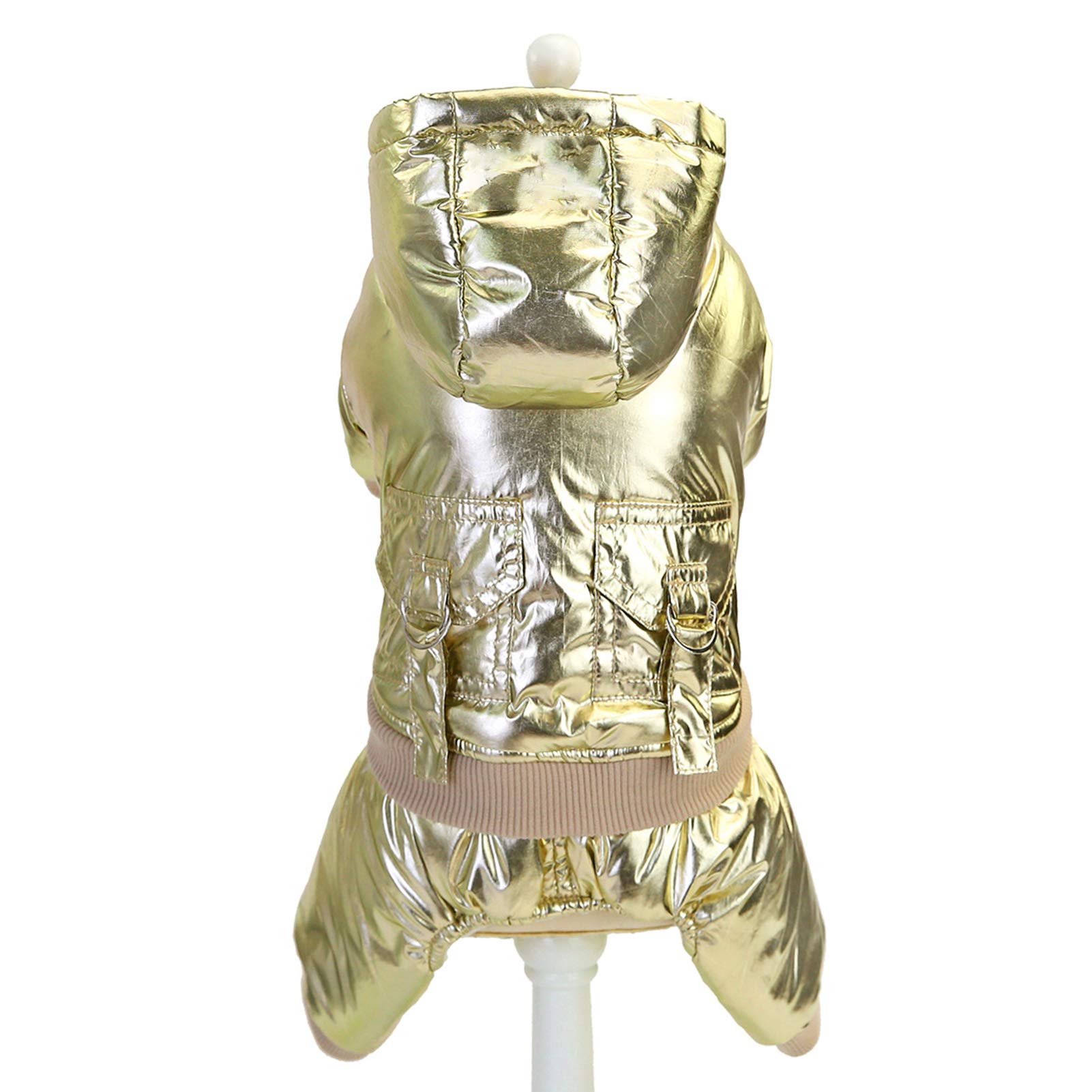 Heart Speaker Warm Cotton-Padded Waterproof Hooded Dog Coat for Golden Retrievers - Winter Pet Jacket with Pockets, Size 2XL - Perfect for Autumn Walks & Outdoor Adventures