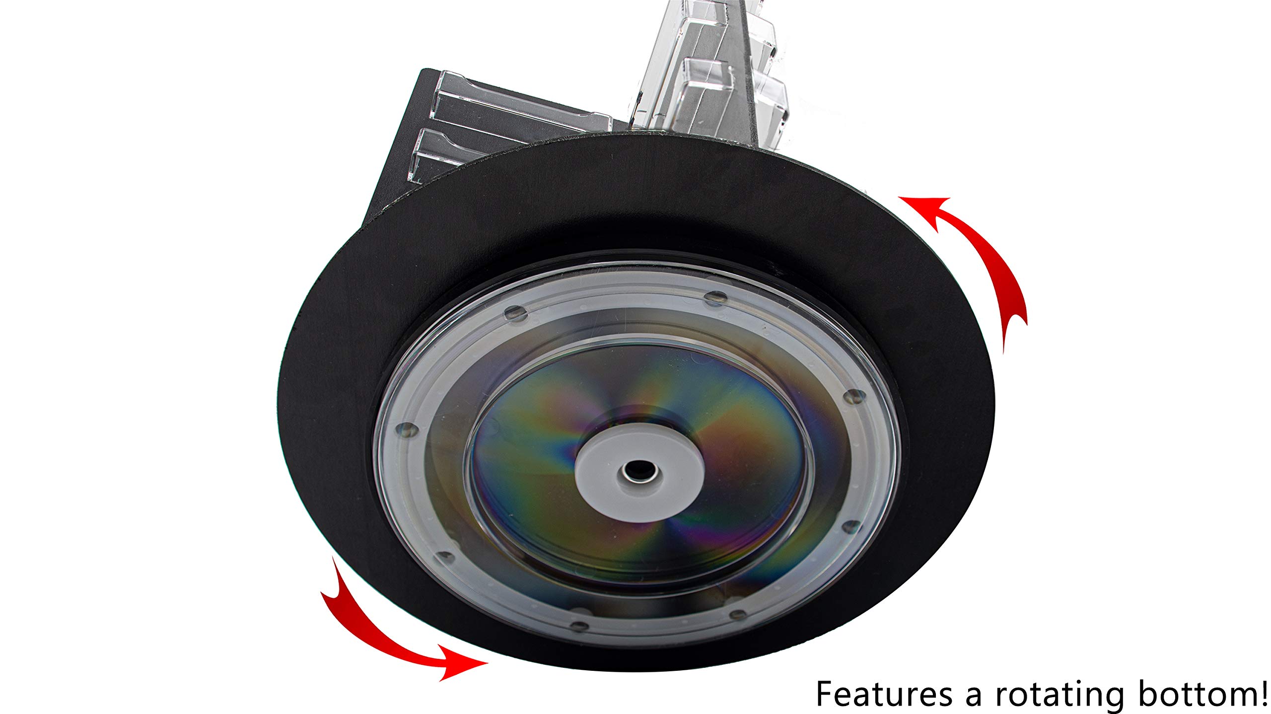 Rotating Business Card Holder - 32 Pocket Clear Acrylic Display Stand with Black PVC Backing for 3.5