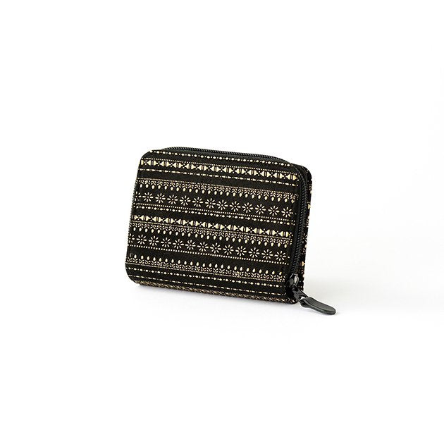 Premium Japanese Deerskin Leather Wallet with Urushi Lacquer - Egyptian Pattern in Gray & Black | Handcrafted in Japan | Perfect for Men's Everyday Carry & Luxury Gift Giving