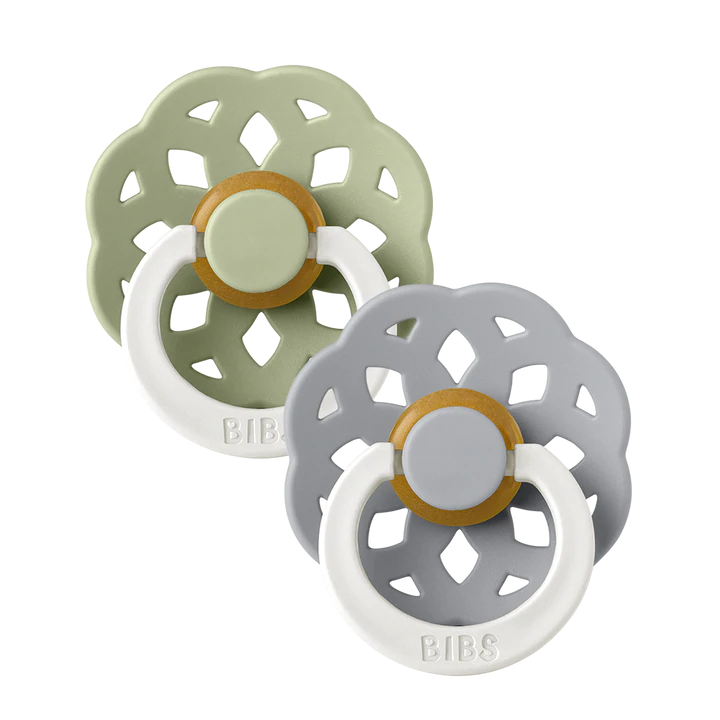 BIBS Round Latex Pacifiers Twin Pack - Natural Rubber Baby Soothers for Newborns & Infants | Perfect for Daytime Comfort & Nighttime Sleep | Bohème Collection