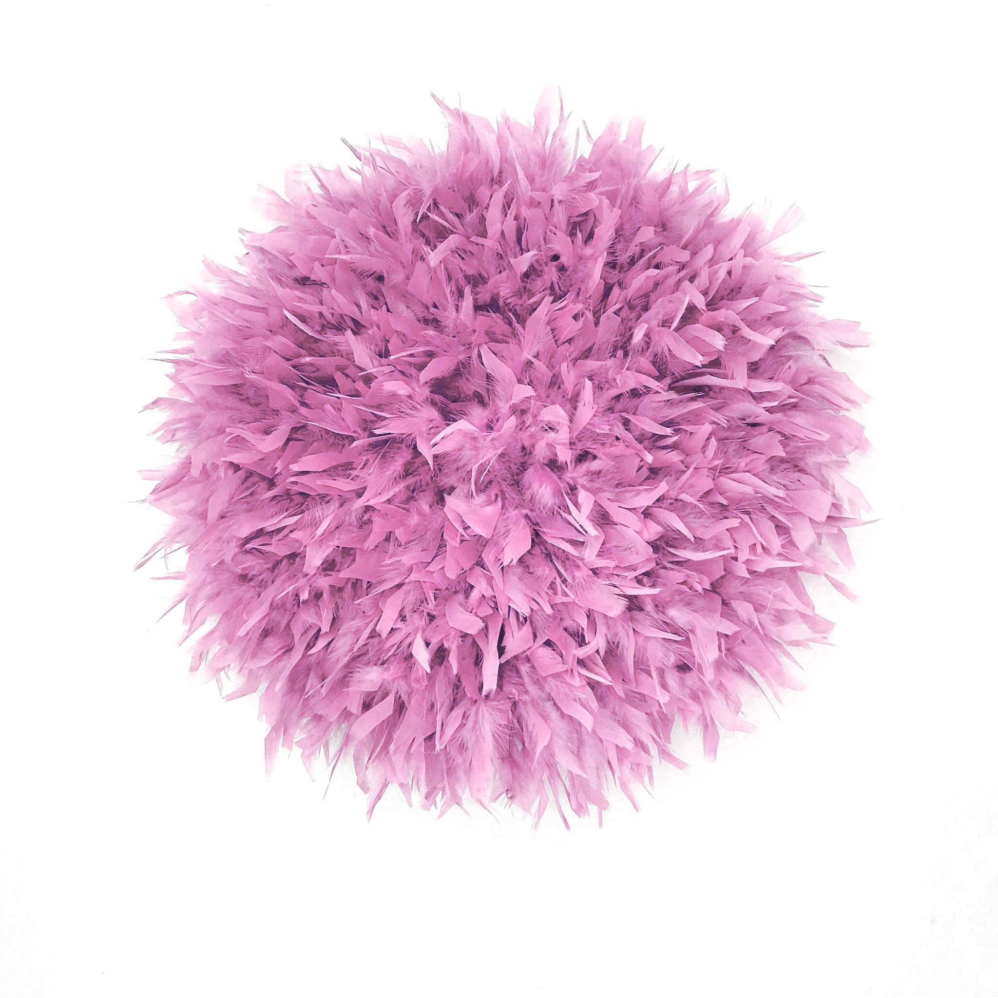Handmade Juju Hat Wall Decor with Natural Feathers - Boho Round Feather Wall Hanging for Home, Wedding, Nursery & Bohemian Room Decoration