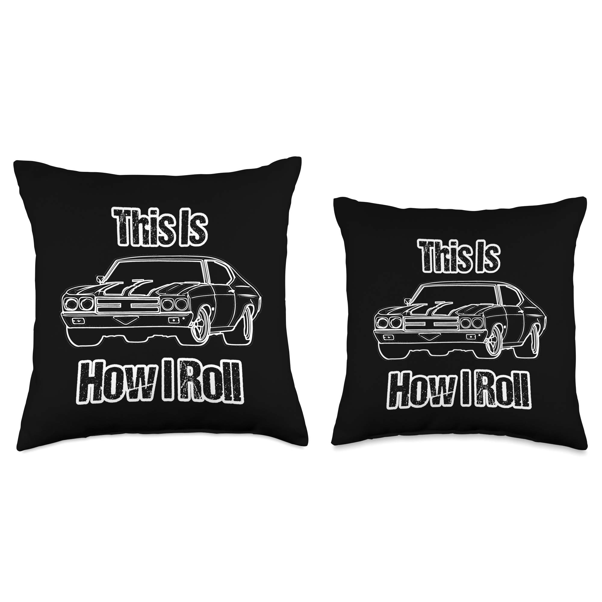 Funny Muscle Car Throw Pillow 18x18 - Perfect for Car Lovers & Home Decor