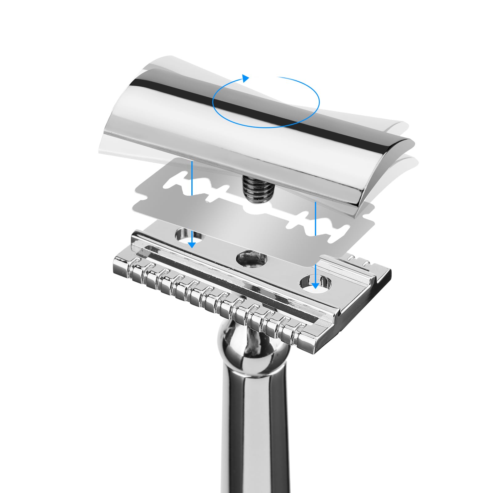 CSB Classic Double Edge Safety Razor for Men & Women - Reusable Chrome Metal Handle DE Razor with 10 Blades | Smooth Shaving for Face, Legs & Body | Eco-Friendly Wet Shaving Essential