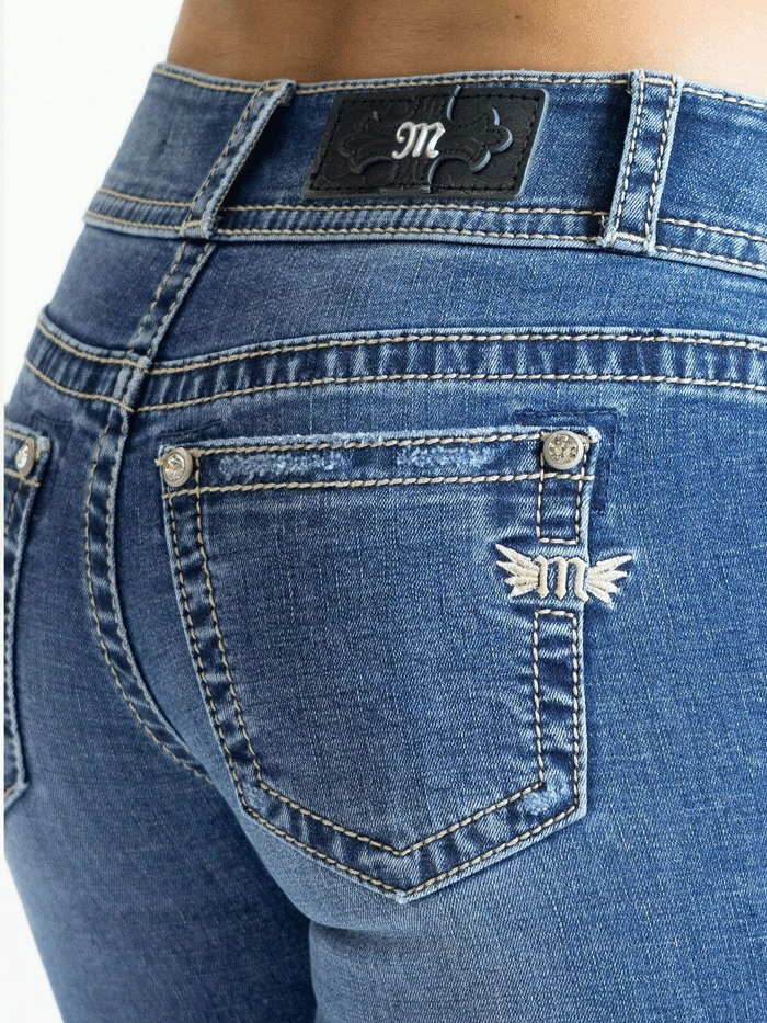 Miss Me M3636B95V Women's Mid Rise Bootcut Jeans in Denim Blue - Perfect for Casual Wear, Office Outfits & Everyday Comfort