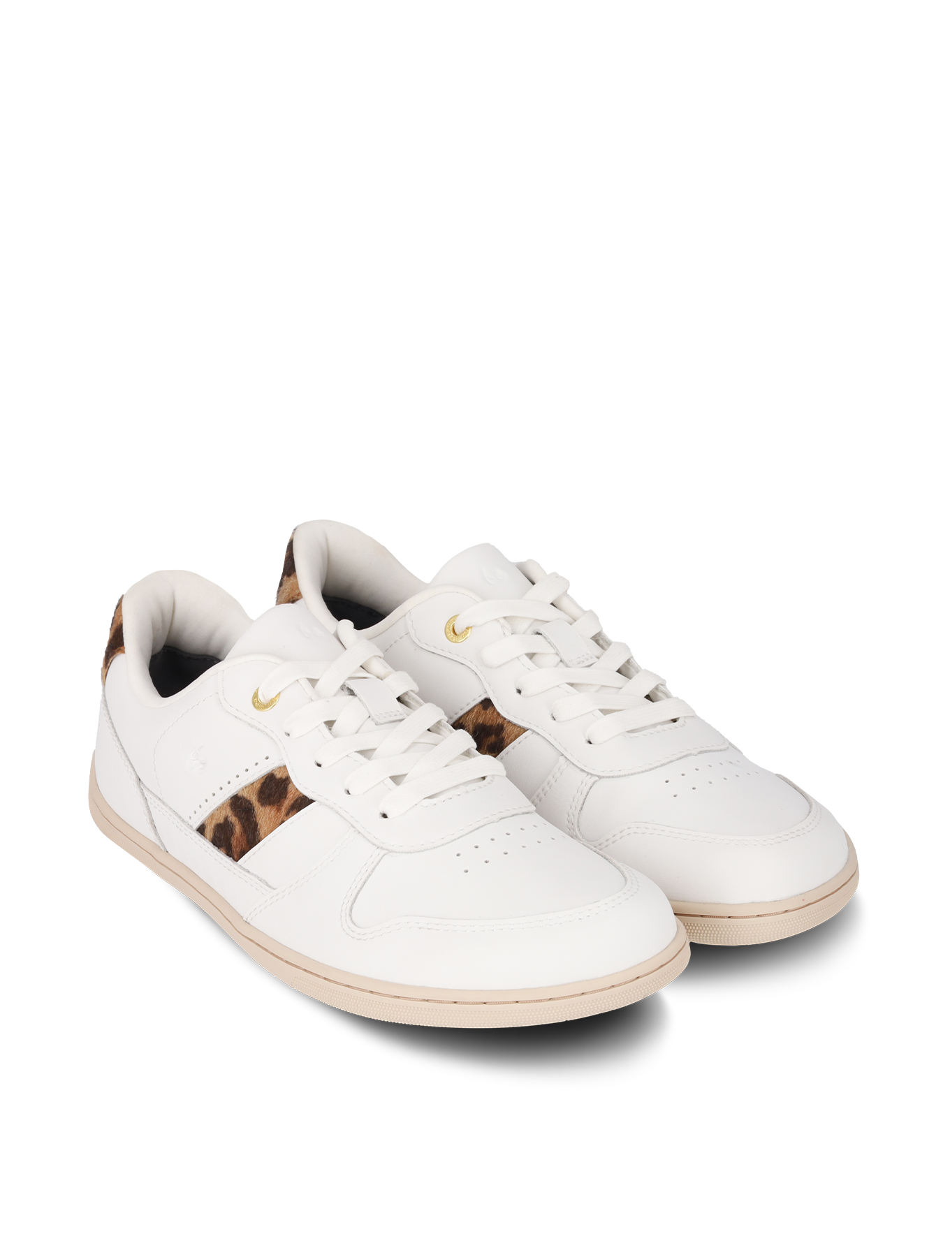 Barefoot Sneakers for Women - Be Lenka Cellestia Minimalist Shoes in White & Leopard Print | Comfortable Zero Drop Footwear for Running, Walking & Everyday Wear