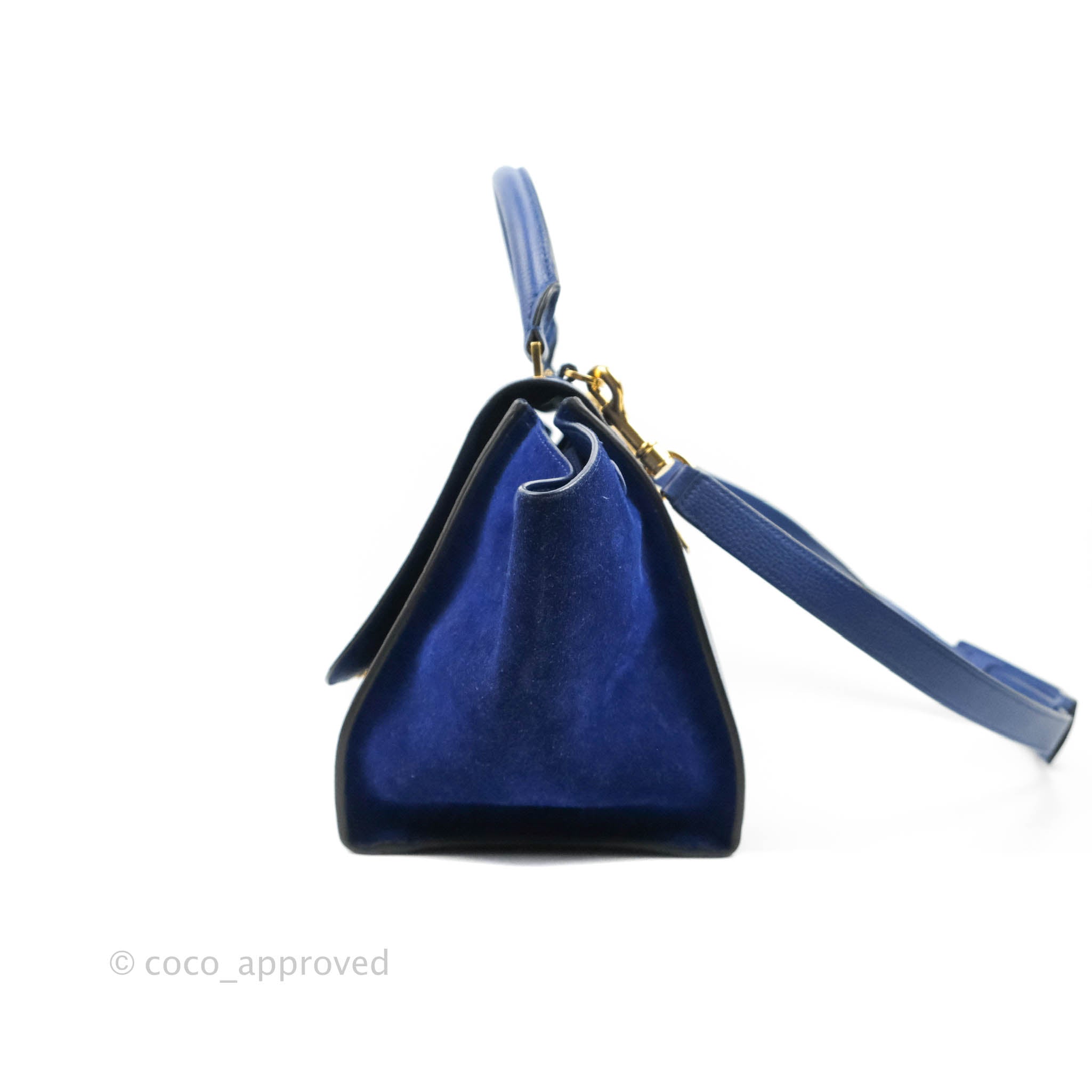 Celine Sleek Small Tri-Color Trapeze Bag in Blue Calfskin Leather - Perfect for Work, Travel & Everyday Use
