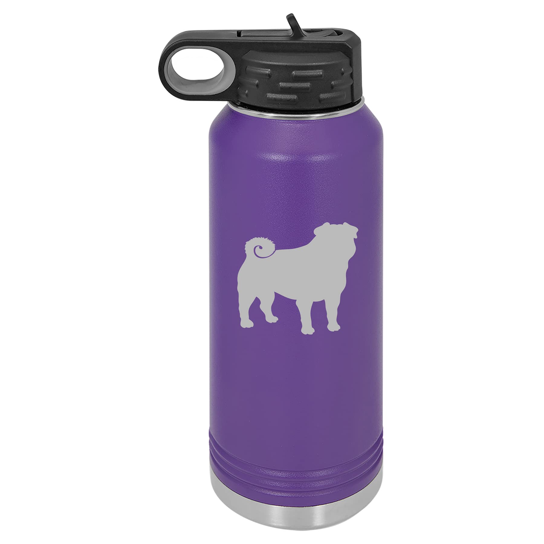 32 oz. Double Wall Vacuum Insulated Stainless Steel Water Bottle - Leak Proof Travel Mug with Handle & Straw, BPA Free (Purple) | Perfect for Gym, Hiking, Office & Outdoor Activities