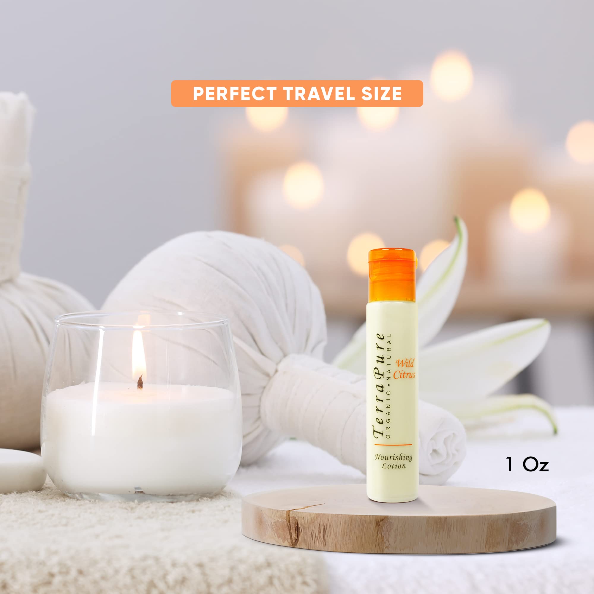 Terra Pure Wild Citrus Hand Lotion - Travel Size 1 oz (Pack of 250) - Moisturizing Hotel Amenities for Guests, Perfect for Hotels, Spas, and Hospitality Industry