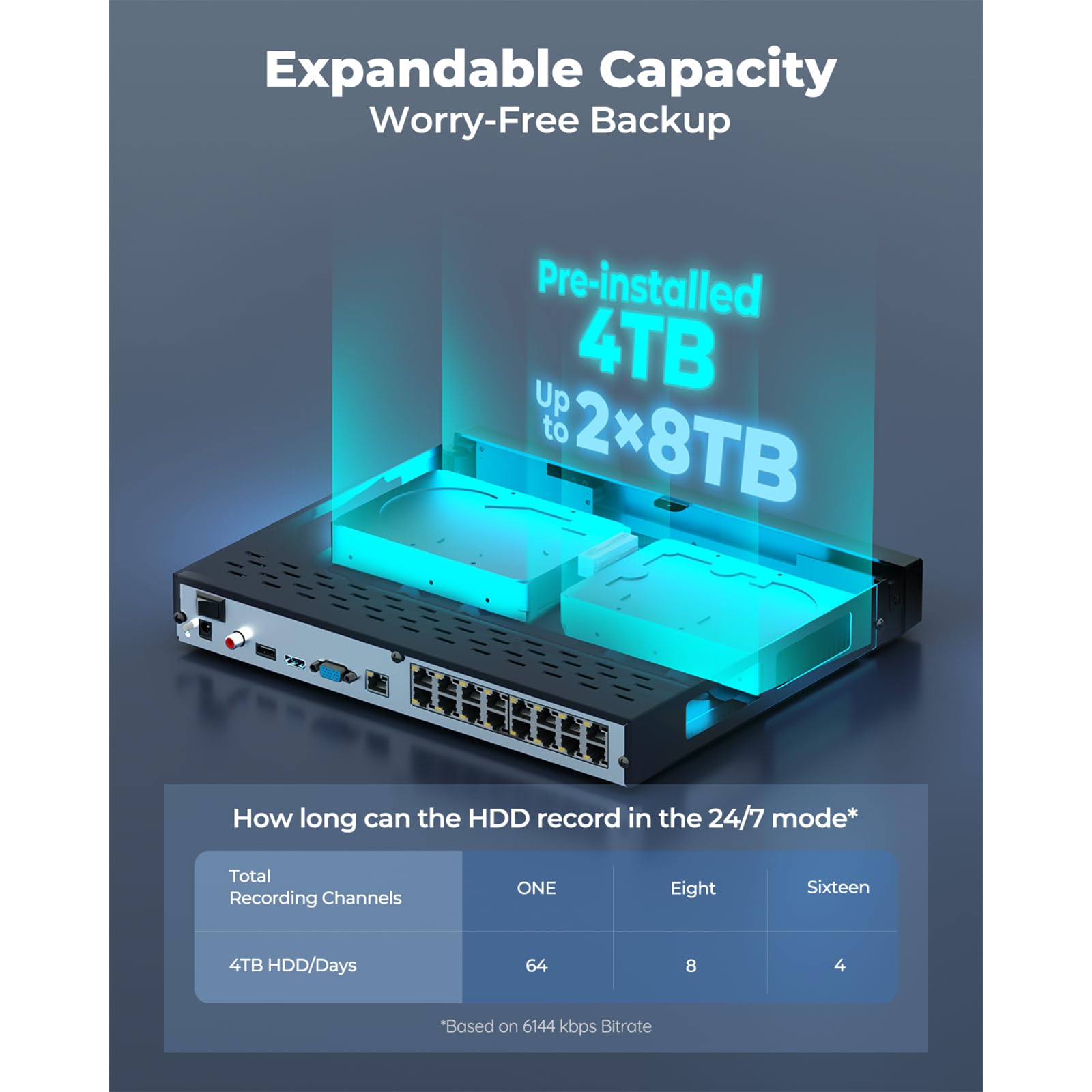 REOLINK 16CH PoE NVR Security System with 4TB HDD - Compatible with 16MP/12MP/4K/8MP/5MP/4MP IP Cameras - 24/7 Recording for Home & Business Surveillance - RLN16-410 (Ideal for Monitoring Stores, Offices, and Residential Properties)