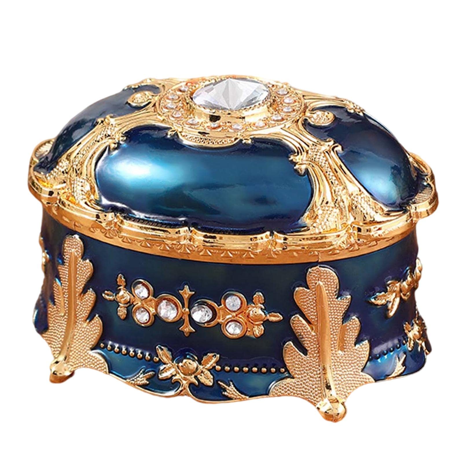 Vintage Metal Jewelry Box with Floral Engraving - Elegant Trinket Storage Box for Earrings, Rings & Necklaces - Perfect Gift for Women & Girls - Home Decor & Travel Jewelry Organizer