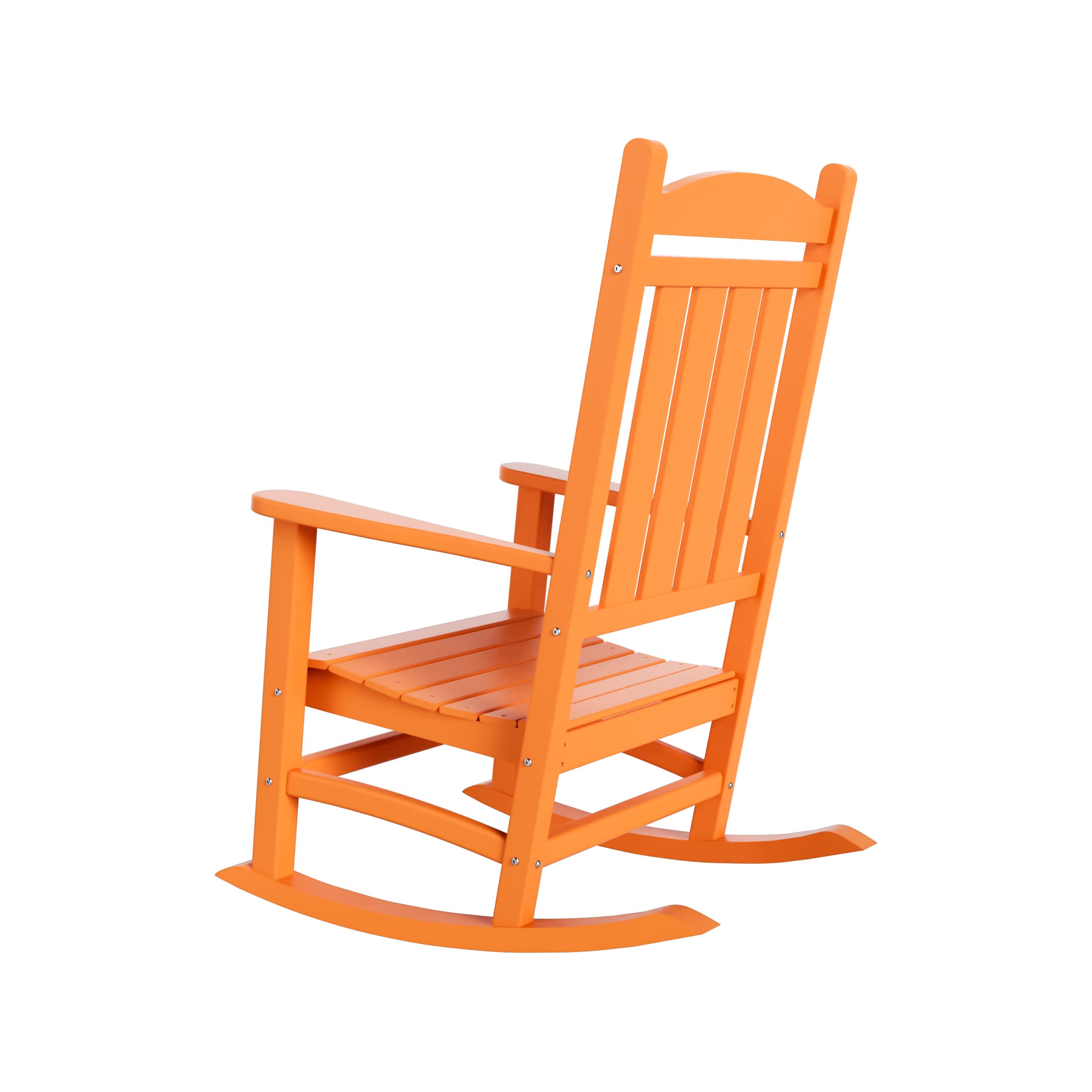 WO Home Furniture 4-Piece Patio Rocking Chair Set - Traditional Outdoor HDPE Rockers with UV Weather Resistance (Orange) - Perfect for Backyard, Garden, Poolside & Porch Relaxation