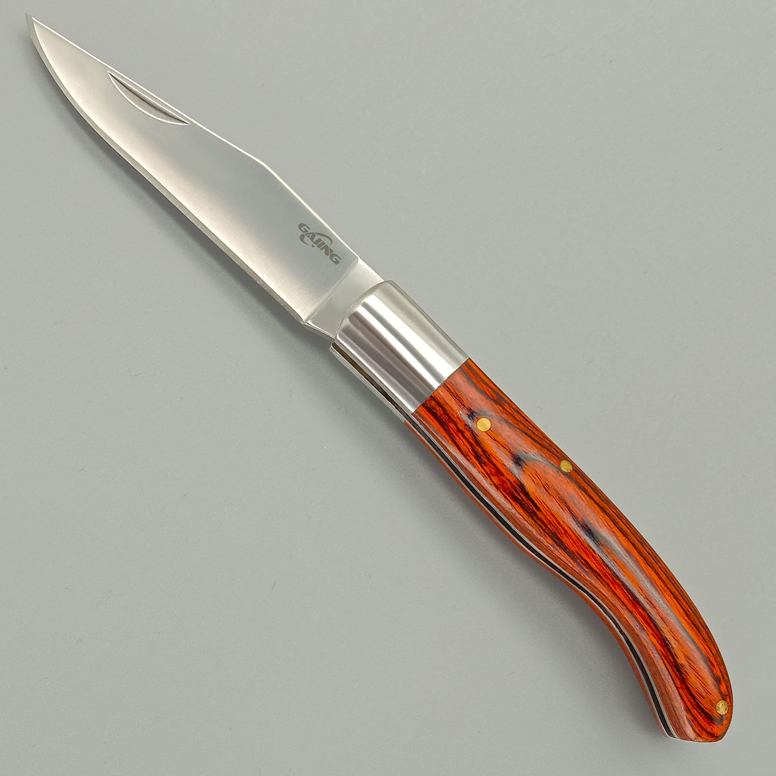 Premium Red Cherry Wood Handle Pocket Knife - 3 Inch Stainless Steel Blade, Old Timer's Traditional Barlow Folding Knife for Men & Women | Perfect EDC, Camping, Hiking & Everyday Carry