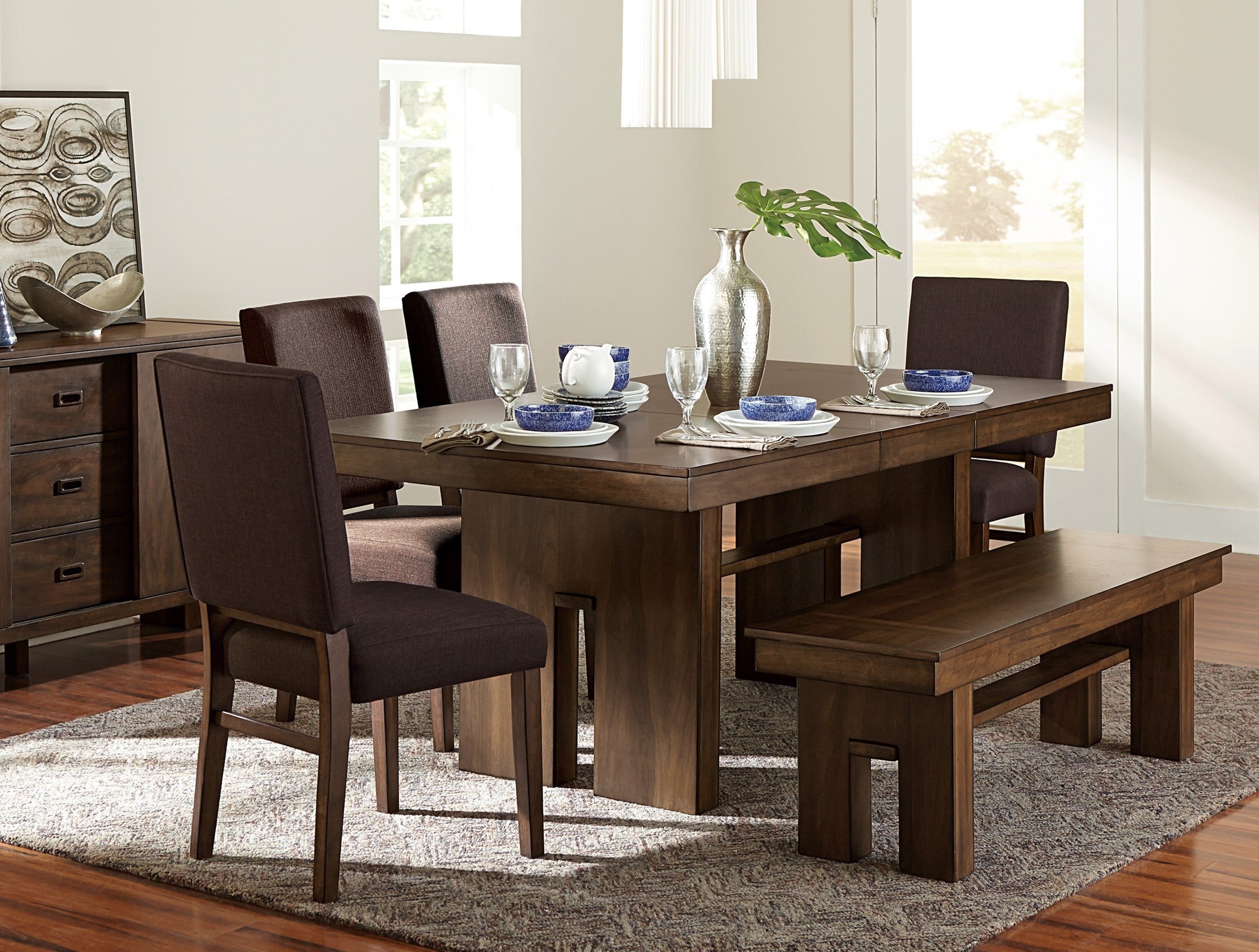 Chocolate Brown Fabric Upholstered Side Chairs 2-Piece Set with Walnut Finish Wooden Frame - Dining Room Furniture for Kitchen, Breakfast Nook, and Small Space Decor