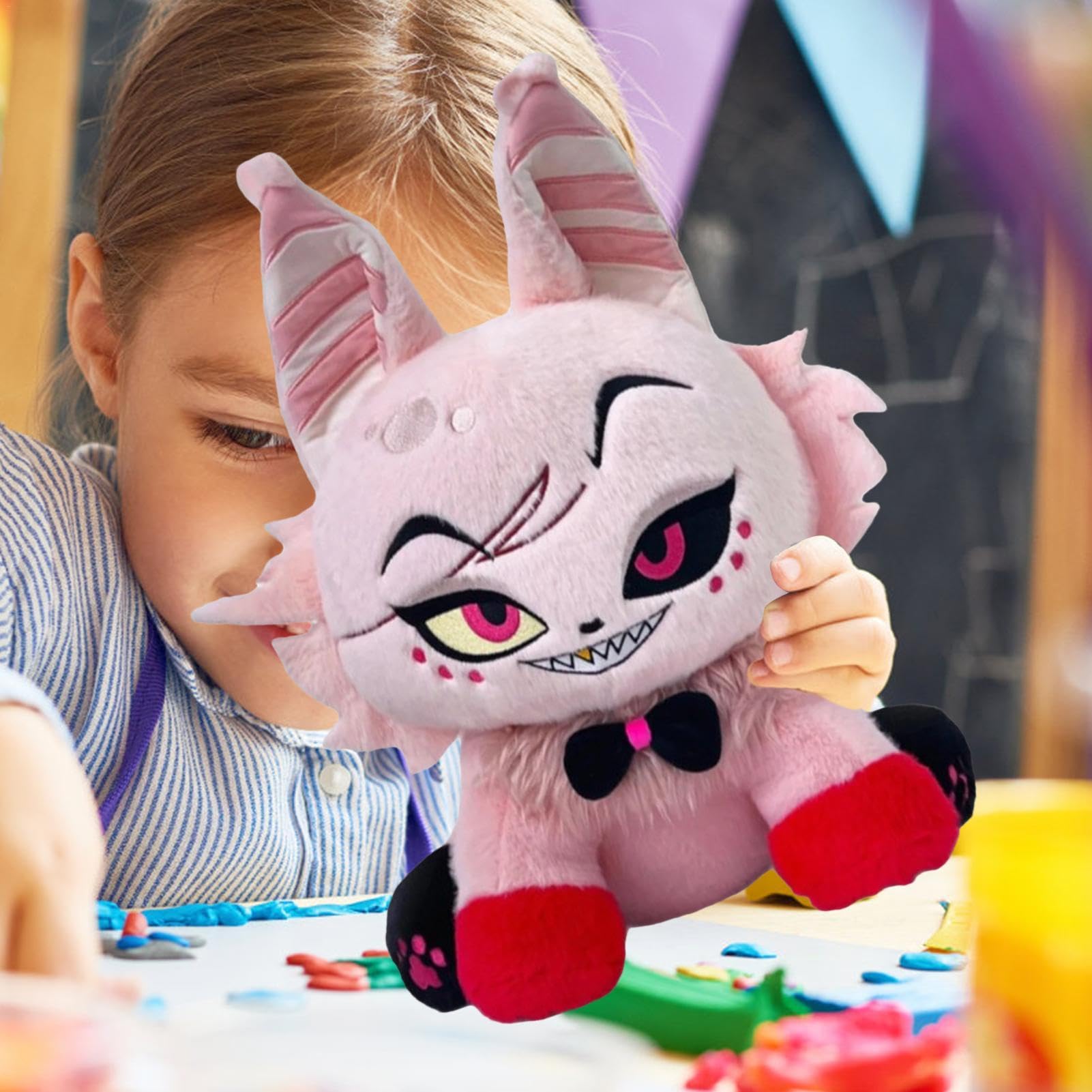 Hazbin Hotel Plush Toy - 9.8 Inch Hell Inn Angel Cat Stuffed Animal, Anime Character Soft Decorative Pillow, Cute Gift for Sofa & Bedroom Decor - Perfect for Anime Fans, Collectors and Home Decoration
