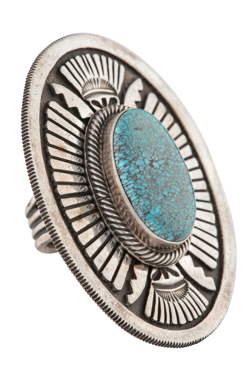 Handmade Morenci Turquoise Statement Ring for Women - Genuine Natural Stone Silver Jewelry - Perfect for Boho, Western & Fashion Accessories