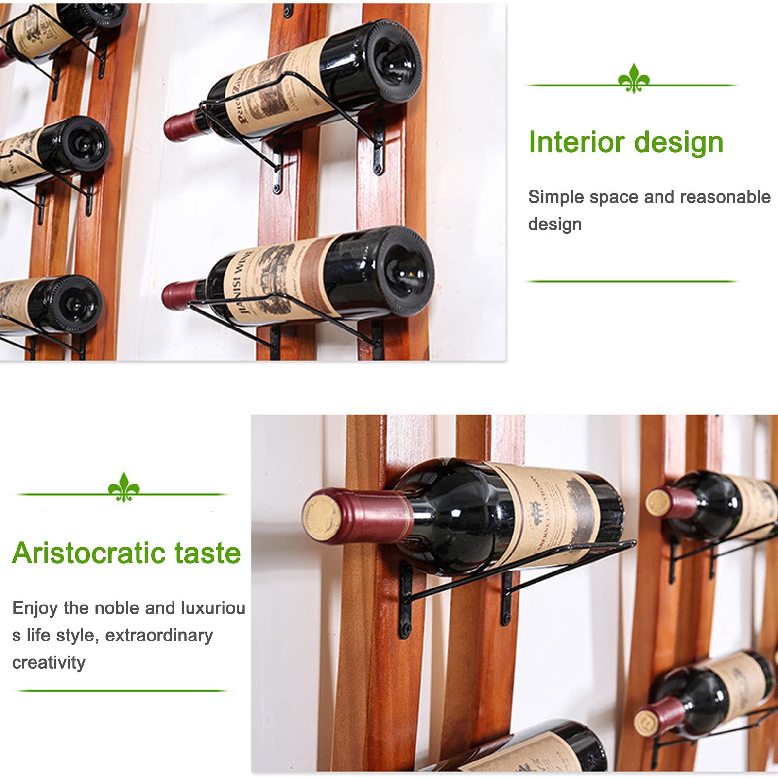 Handcrafted Wooden Wall Mounted Wine Rack - Barrel Stave Design Holds 6 Bottles - Industrial Style Wine Bottle Holder for Kitchen, Bar & Dining Room Decor