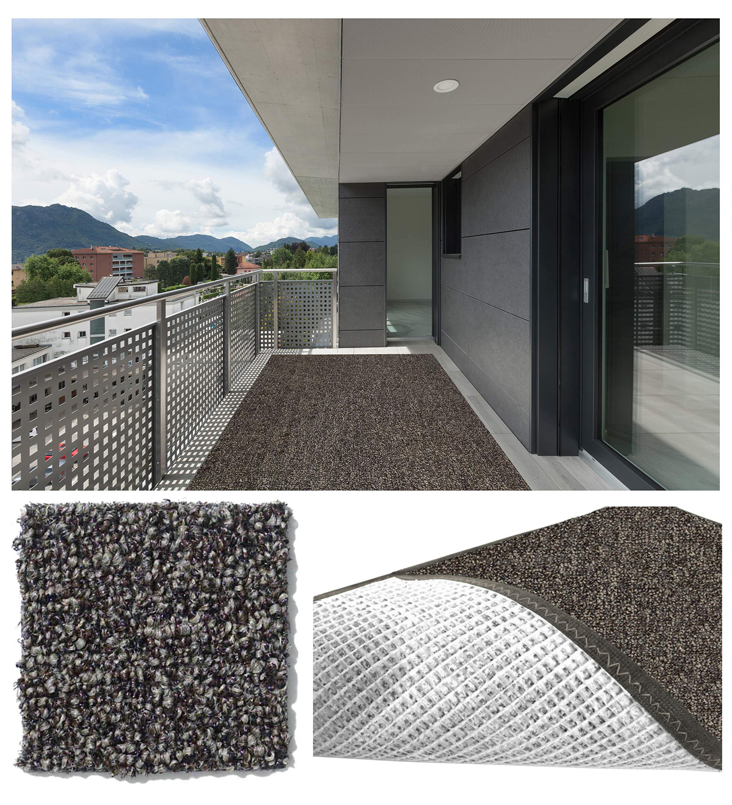 Square 9'x9' Flagstone Pattern Casual Boucle Level Loop 20 oz DuraRitz Indoor-Outdoor Area Rug - Perfect for Living Room, Patio, or Deck Decor